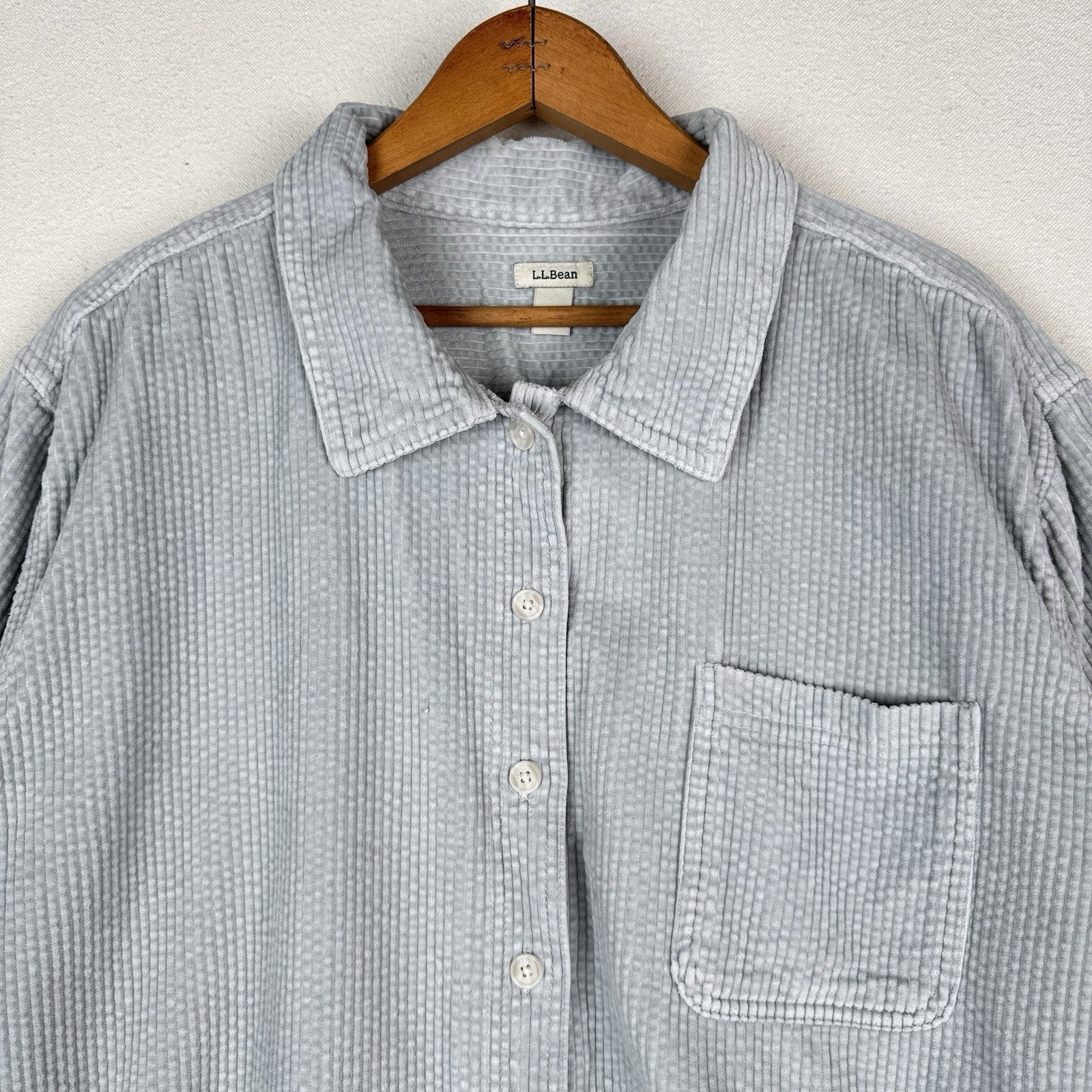 Vintage 90s LL Bean Women’s 3X Blue Wide Wale Corduroy Shirt Shacket