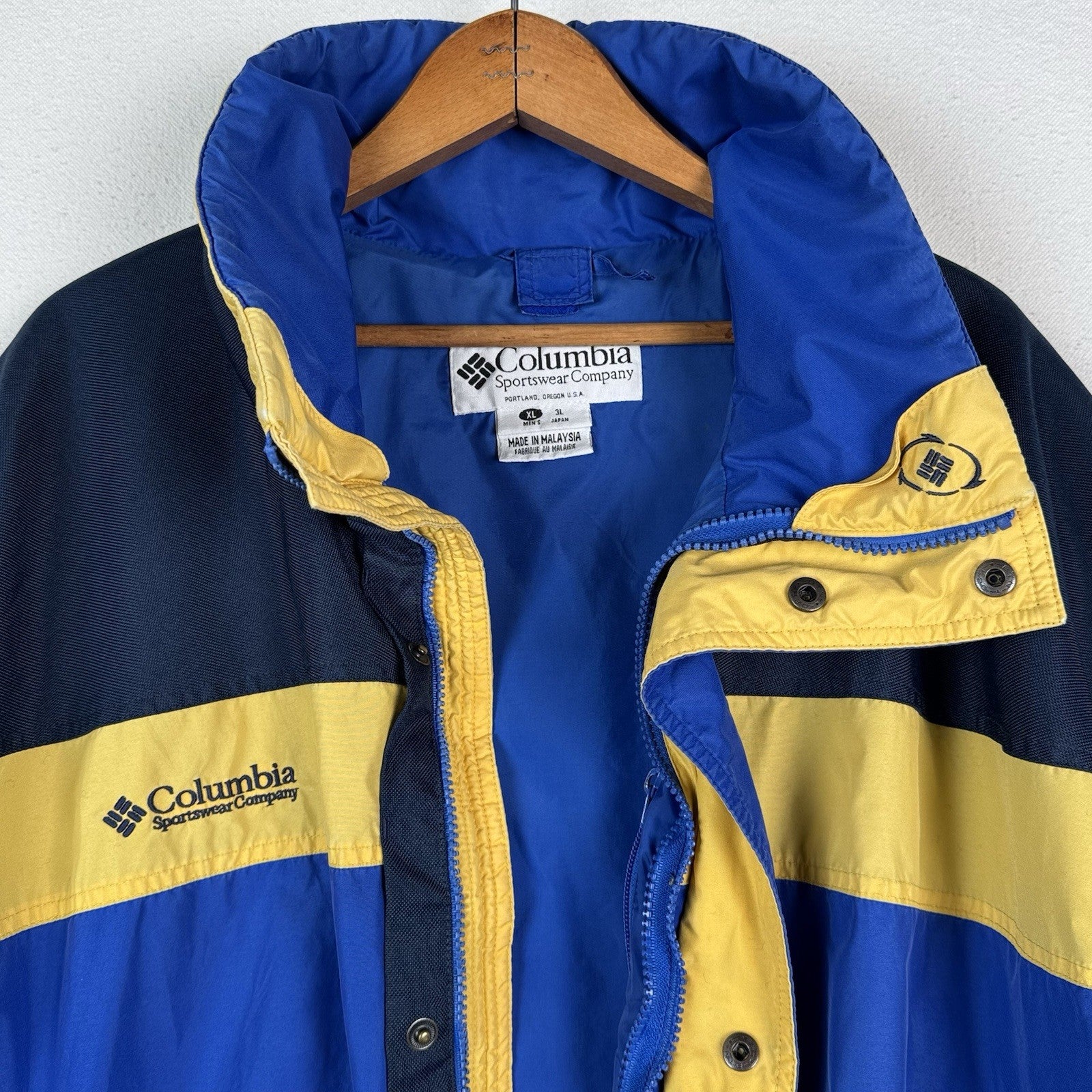 Columbia Bugaboo Jacket Men Size XL Full Zip Blue Yellow - Outer Shell Only