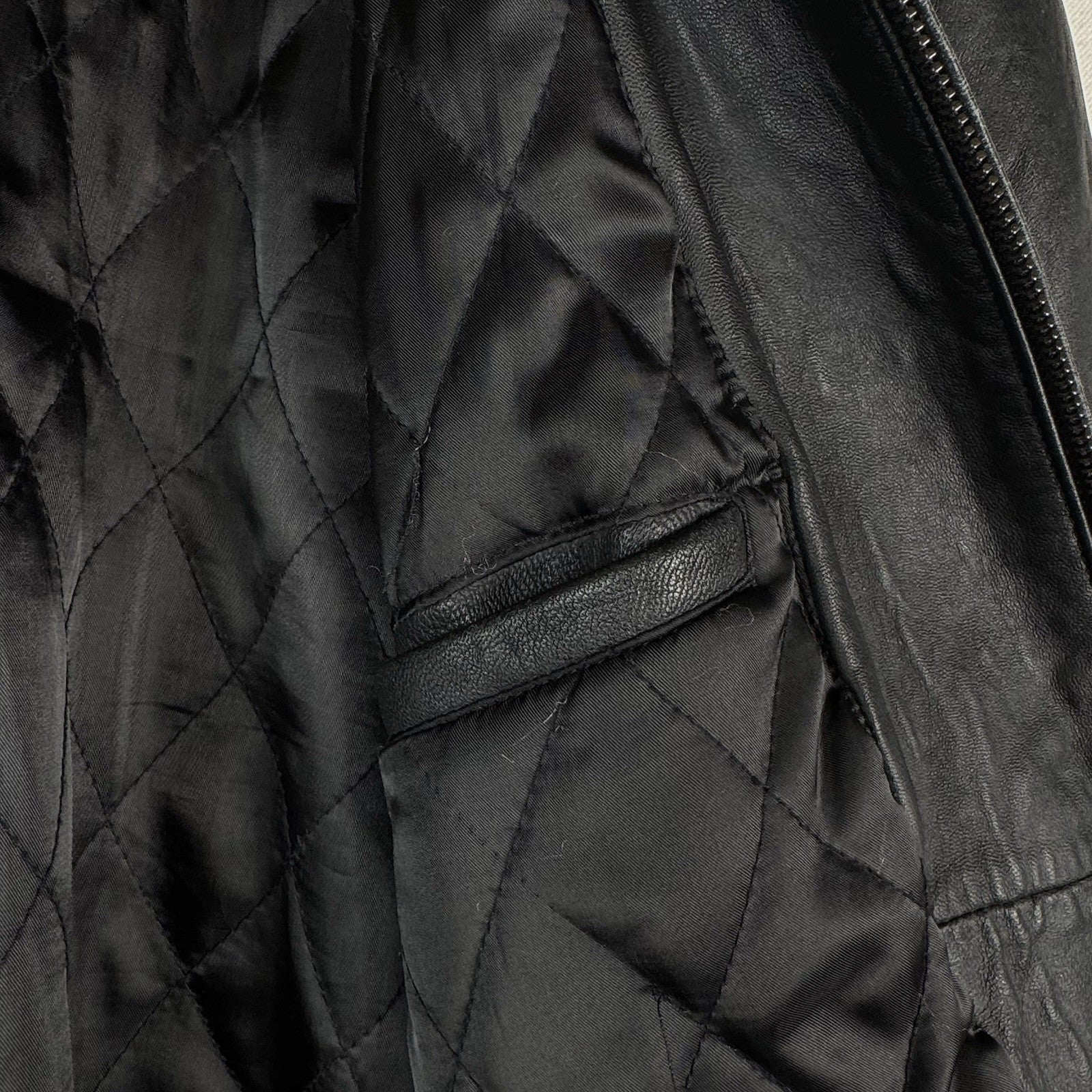 Trader Bay Leather Jacket Mens Size XL Black Full Zip Heavyweight Flight Bomber