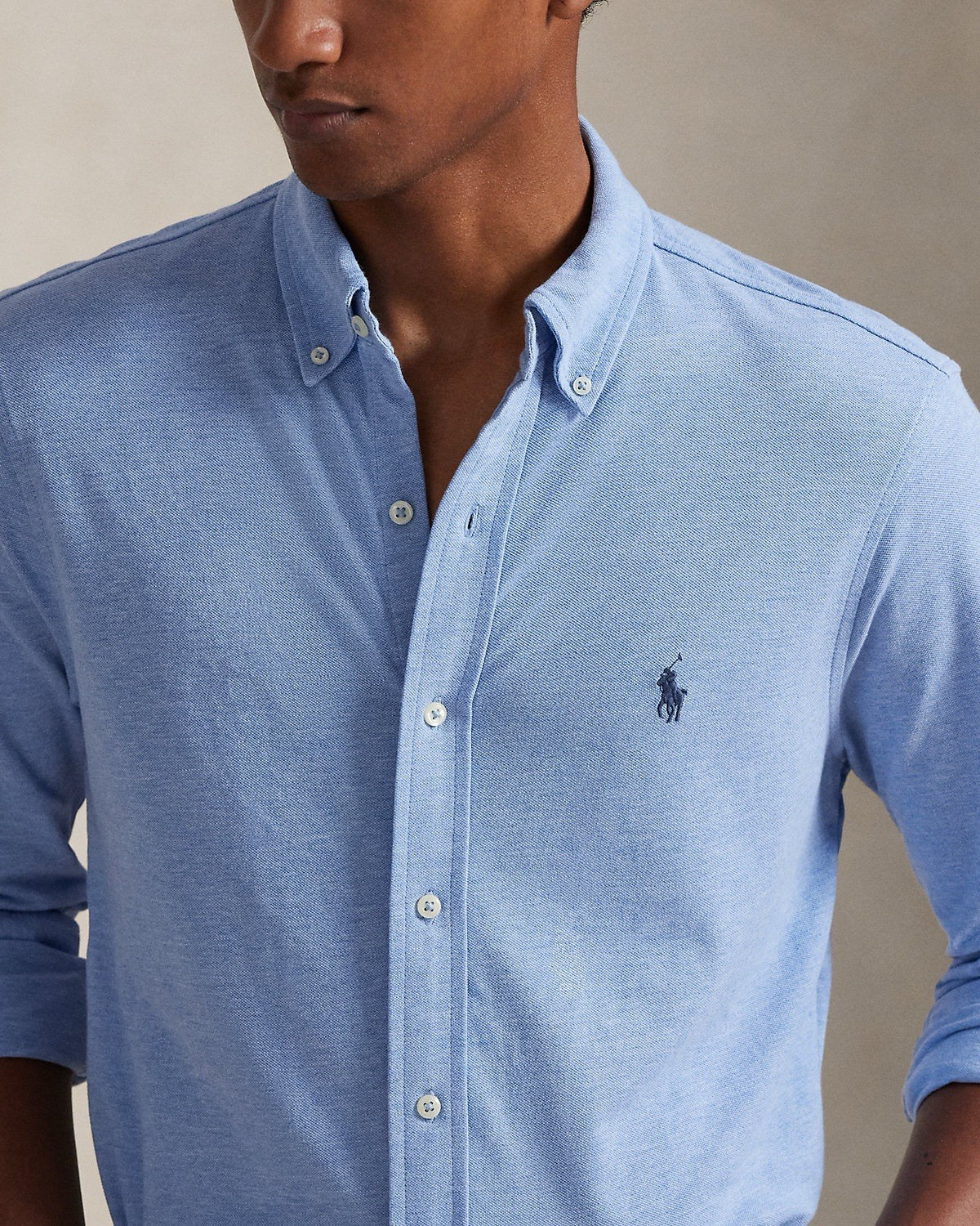 Polo Ralph Lauren Shirt Men’s 2XL Blue Featherweight Mesh Long Sleeve Button Up