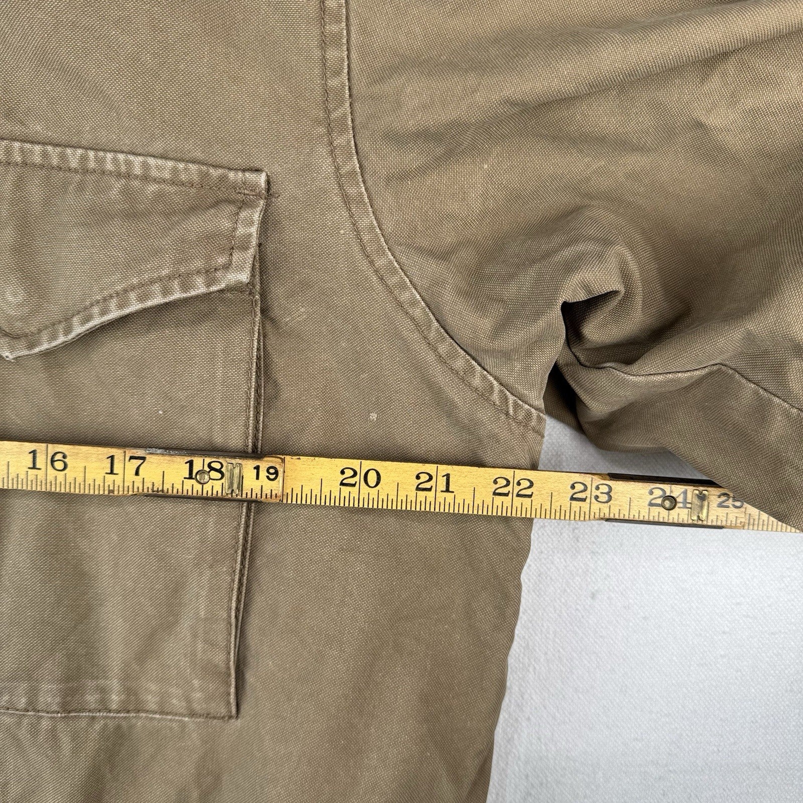 American Eagle M-65 Style Field Jacket Mens L Khaki Military Stowaway Hood *Read