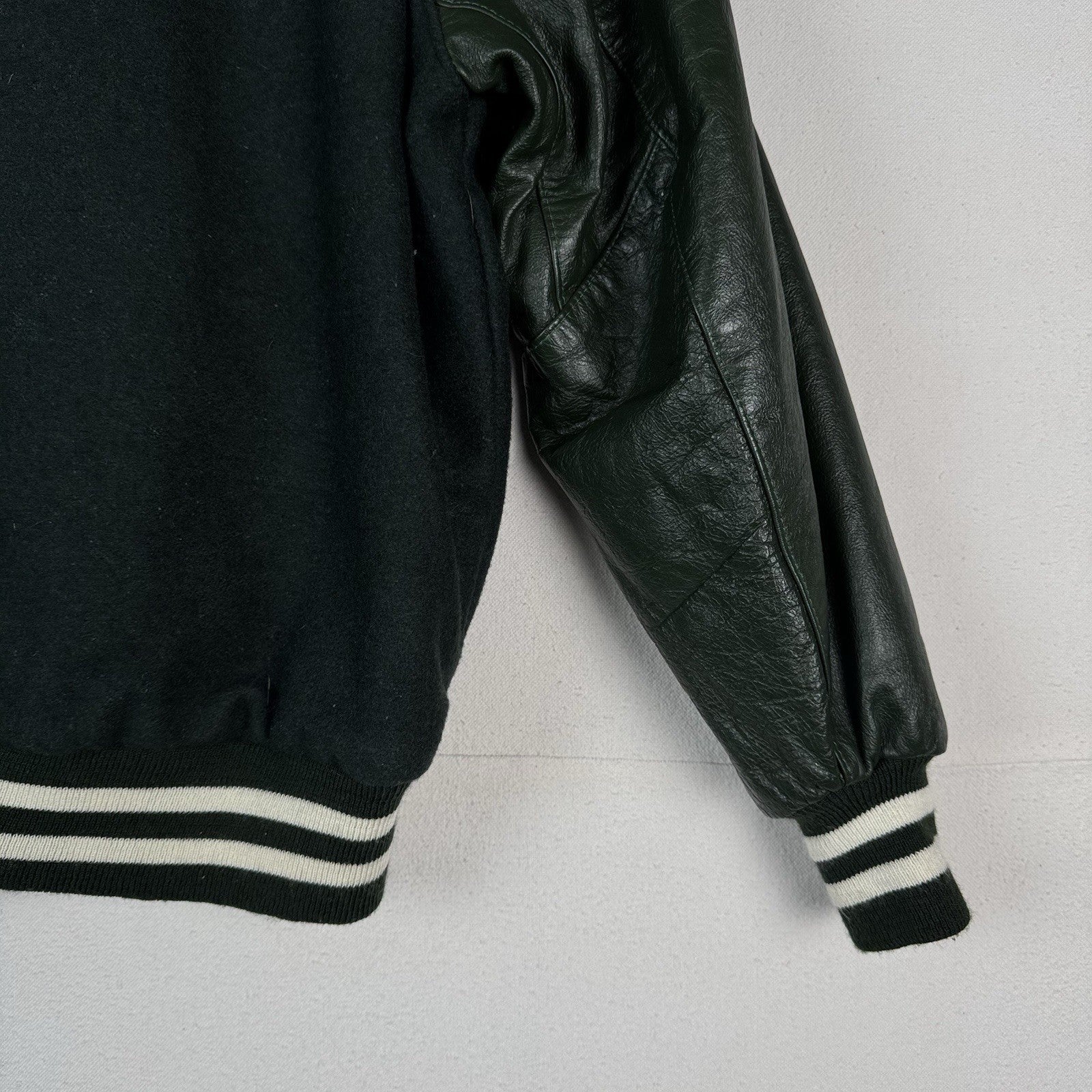 DeLong Wool Varsity Coat Jacket Mens XL Nordonia Green Made In USA