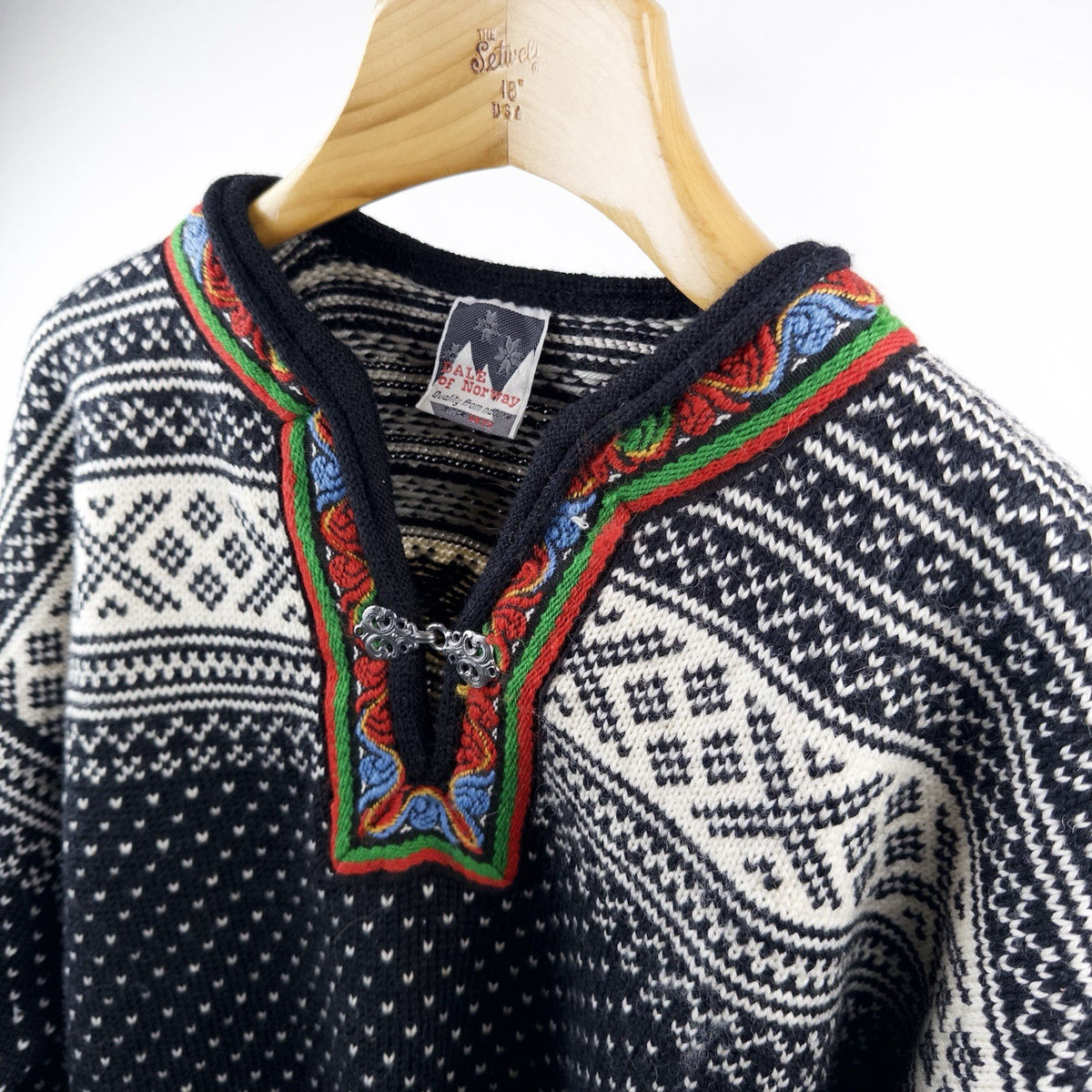 80’s Vtg Dale of Norway Pullover Sweater Men’s Large Fair Isle Wool Knit Black