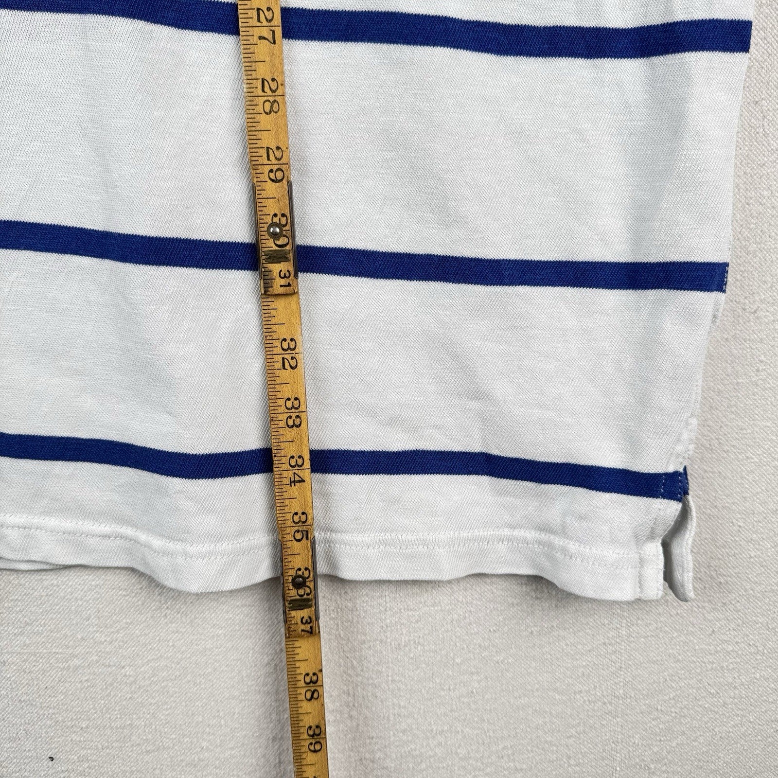 90’s Vtg Polo Ralph Lauren Rugby Shirt Mens 3XLT White Blue Stripe Lightweight