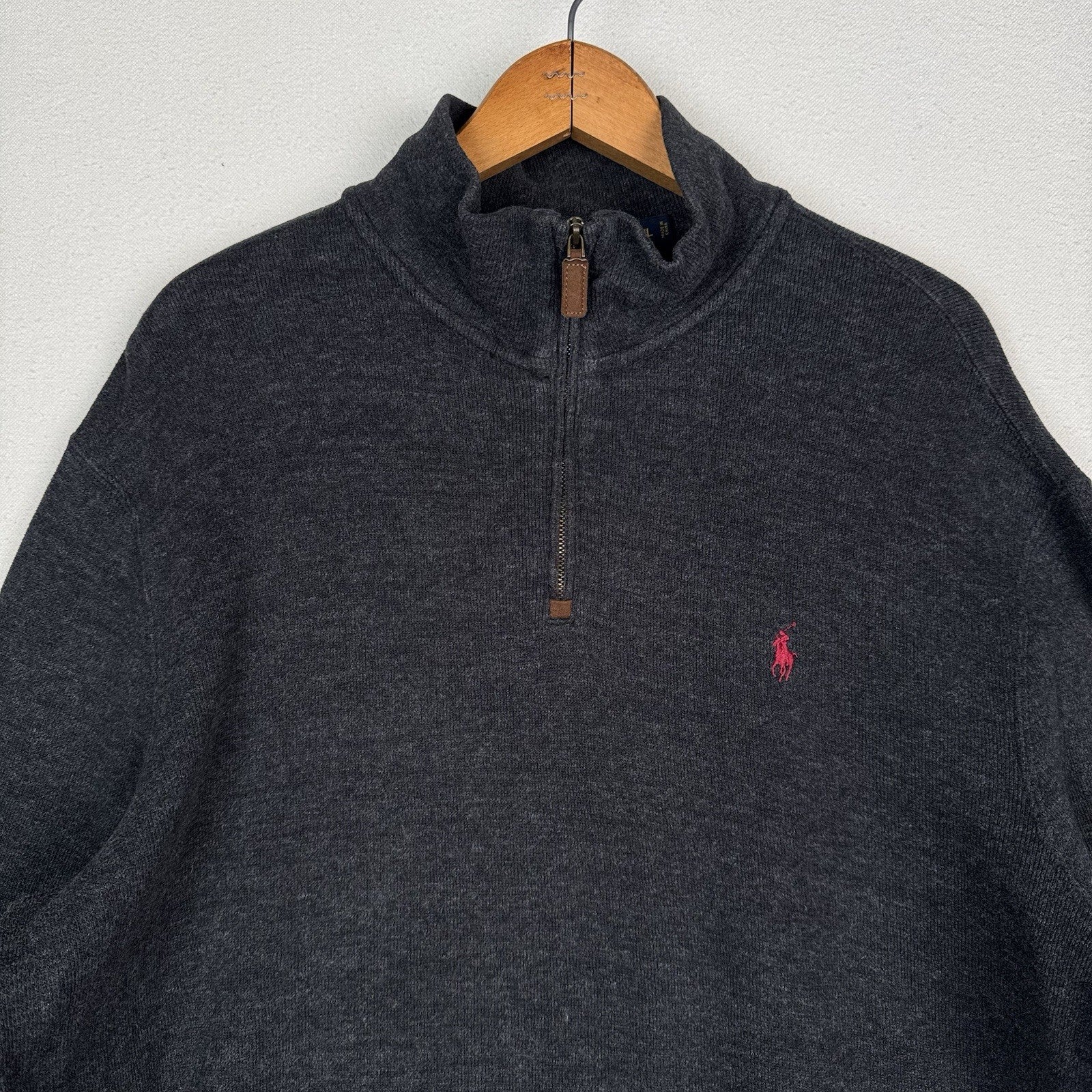 Polo Ralph Lauren Sweater 1/4 Zip Mens XL XLarge Gray Pullover Soft Touch