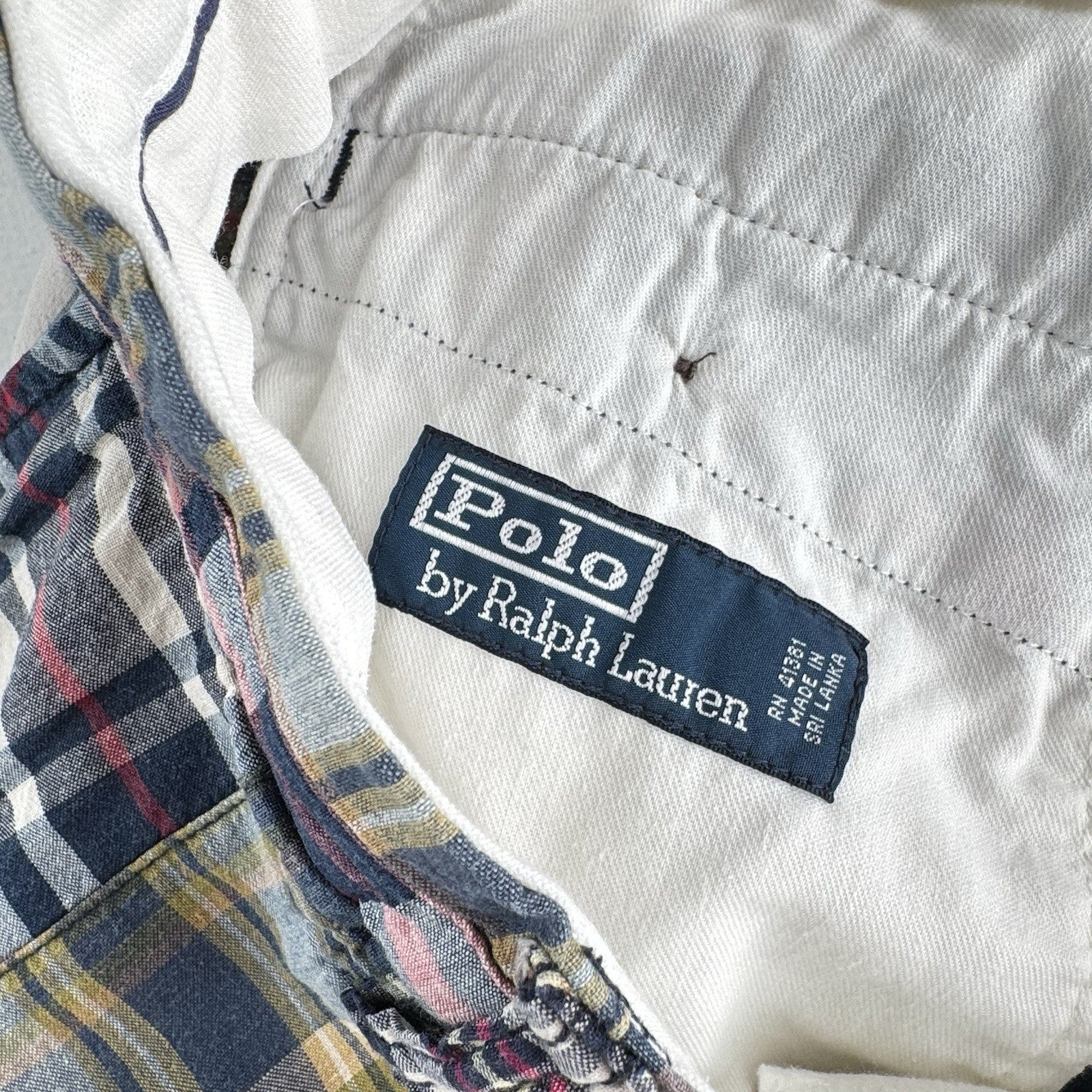 Vintage Polo Ralph Lauren Madras Plaid Shorts Mens 32 Patchwork 7”