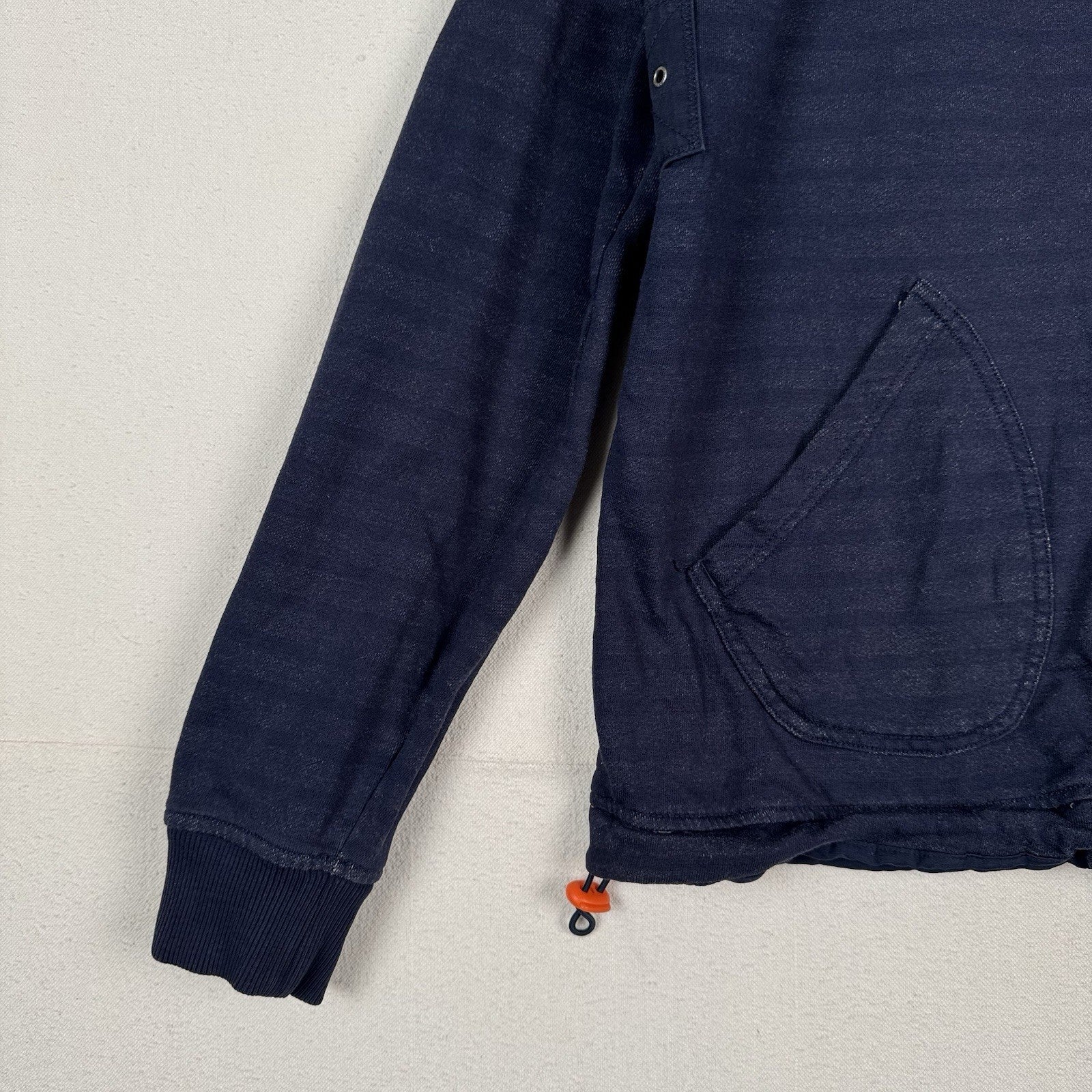 Tommy Hilfiger Navy Orange Women's Large Cotton Jacket Stowaway Hood