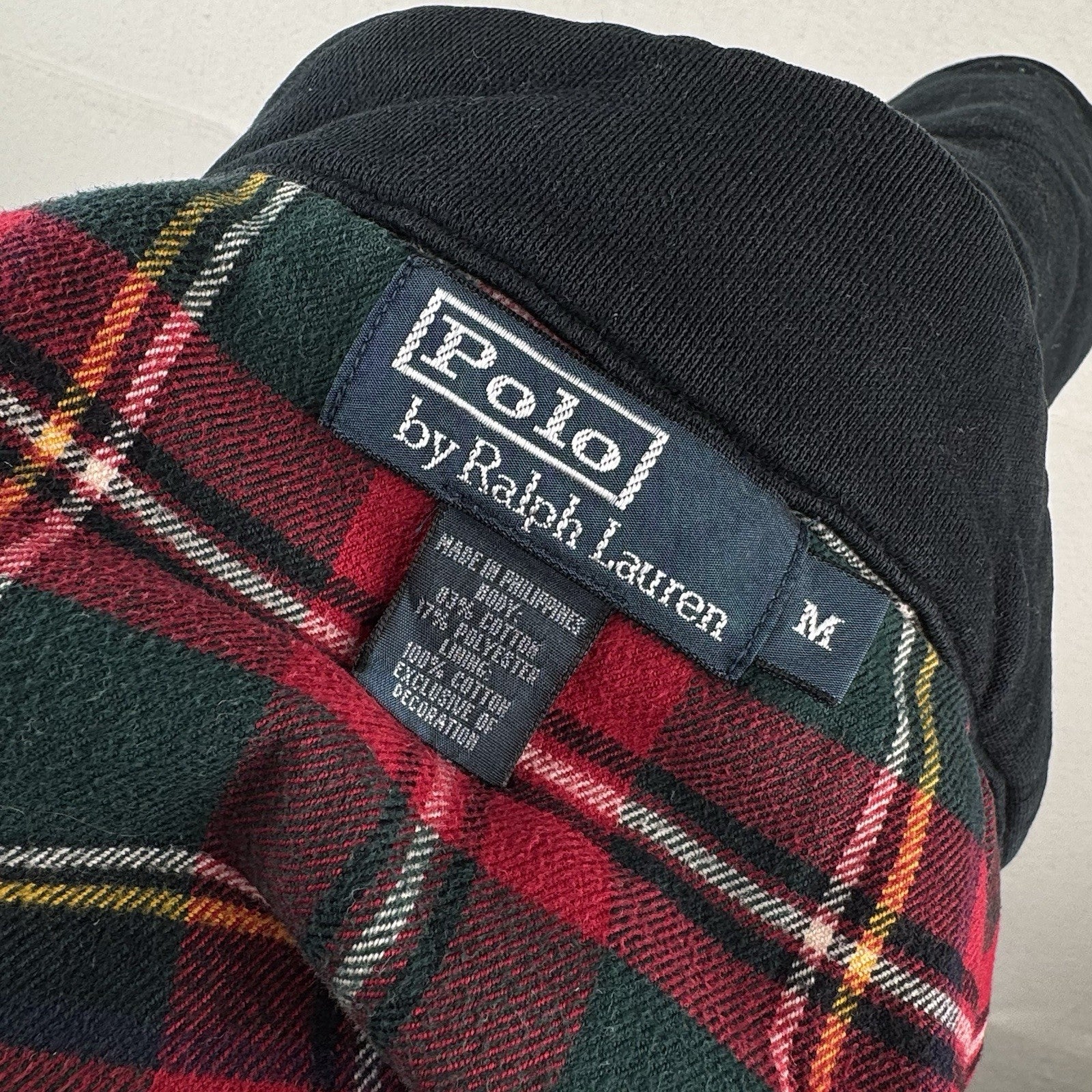 Vtg Polo Ralph Lauren Men M Black Quilted Puffer Vest Flannel Lining *Distressed