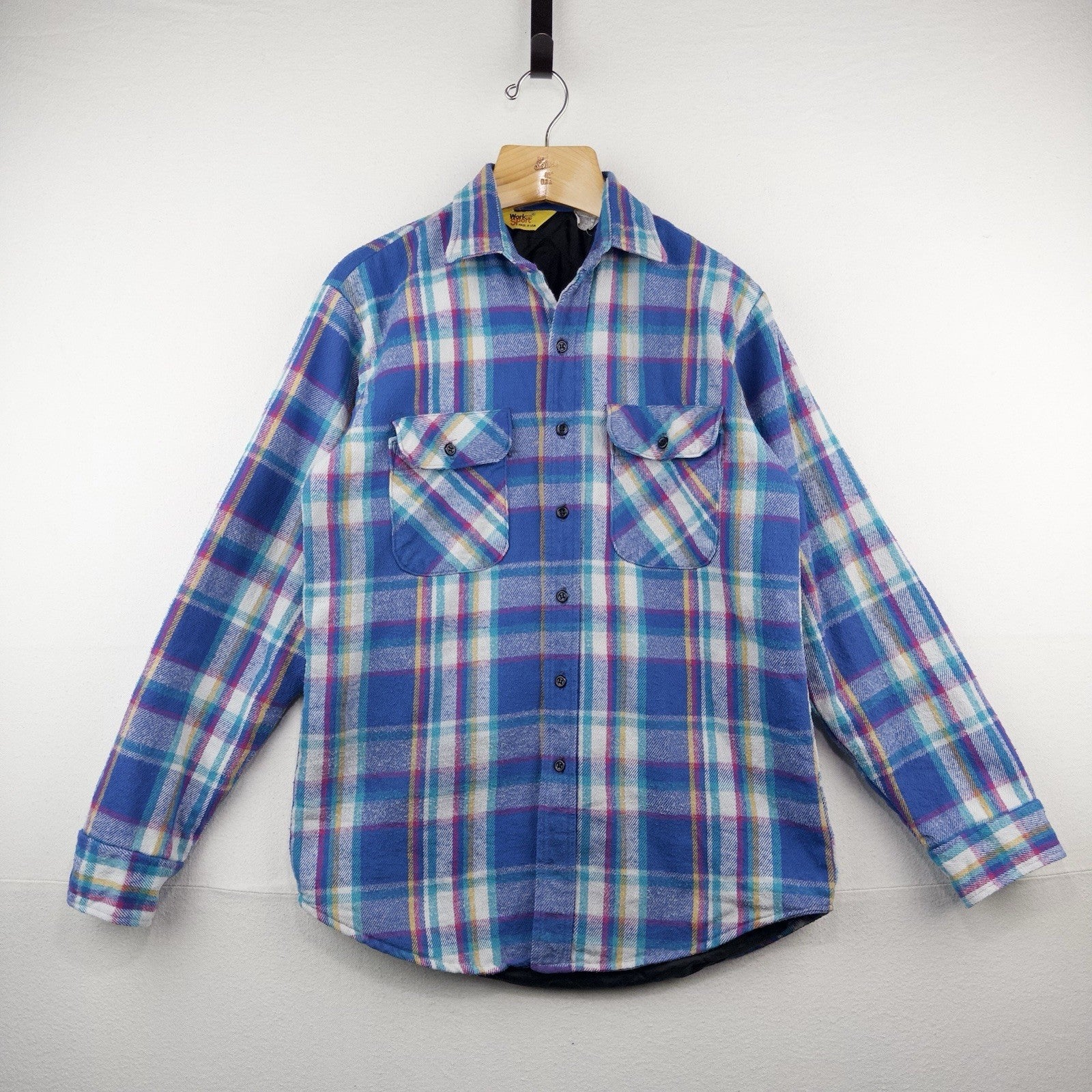80’s Vtg Work N Sport Men’s M Heavyweight Insulated Plaid Flannel Shirt