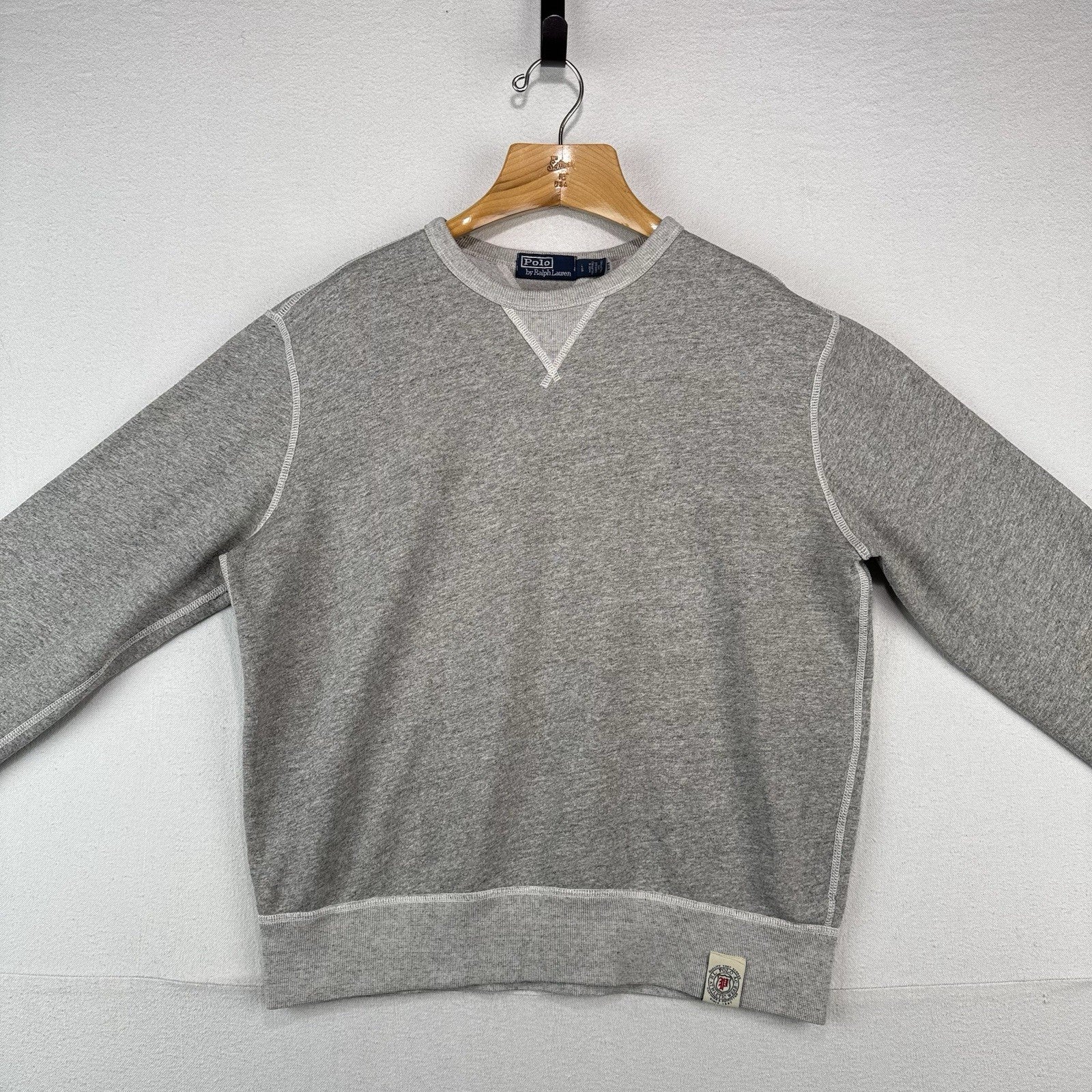 Polo Ralph Lauren Double V Men’s Large Marled Grey Sweatshirt Core Crewneck