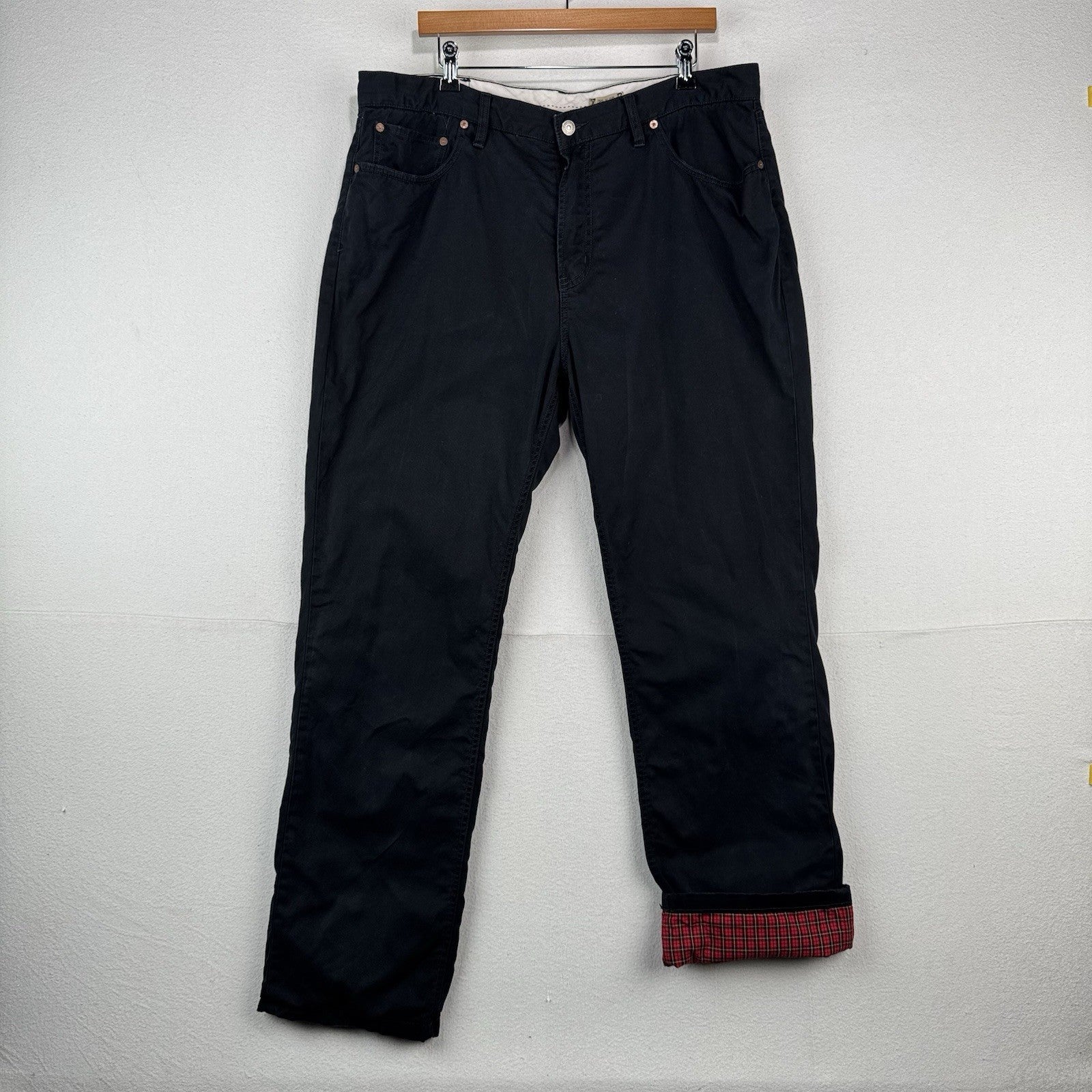 Vintage Polo Ralph Lauren Men’s 38x32 Black Lined Chino Pants Red Plaid
