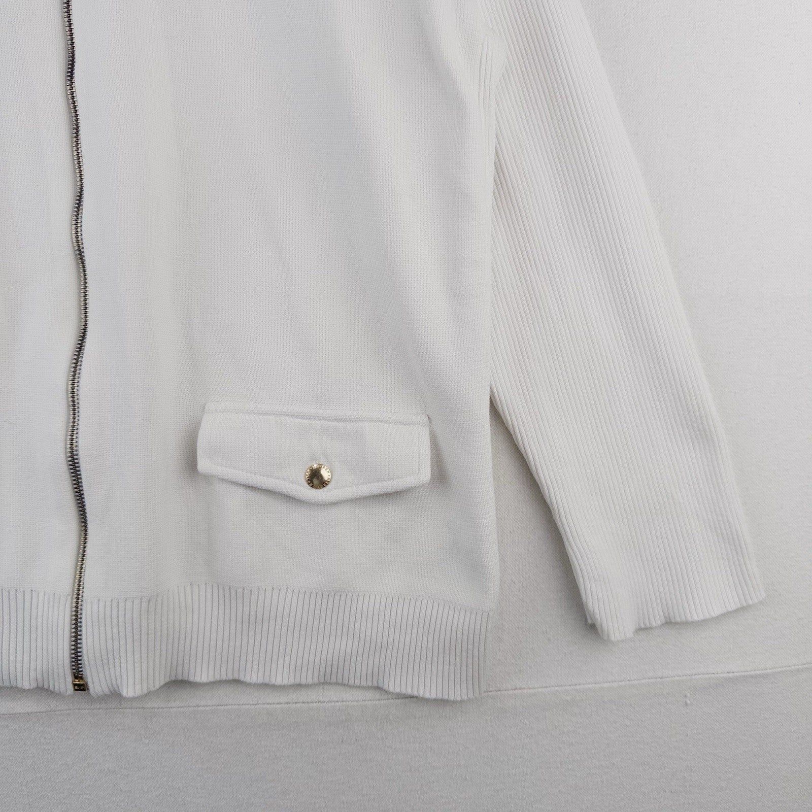Lauren Ralph Lauren Zip Up Jacket Women’s 3X Ivory Ribbed Gold Hardware