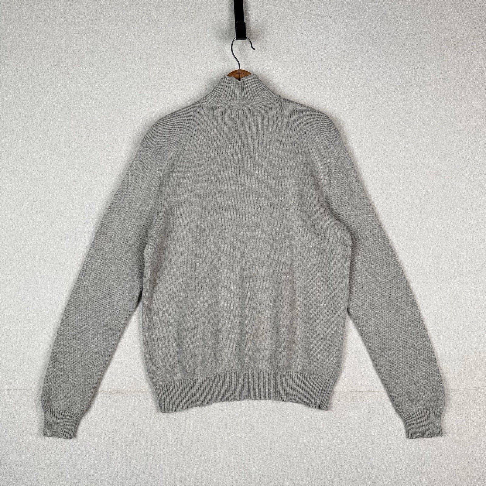 Vintage Polo Ralph Lauren Men’s 1/4 Zip Gray Cotton Knit Sweater Large