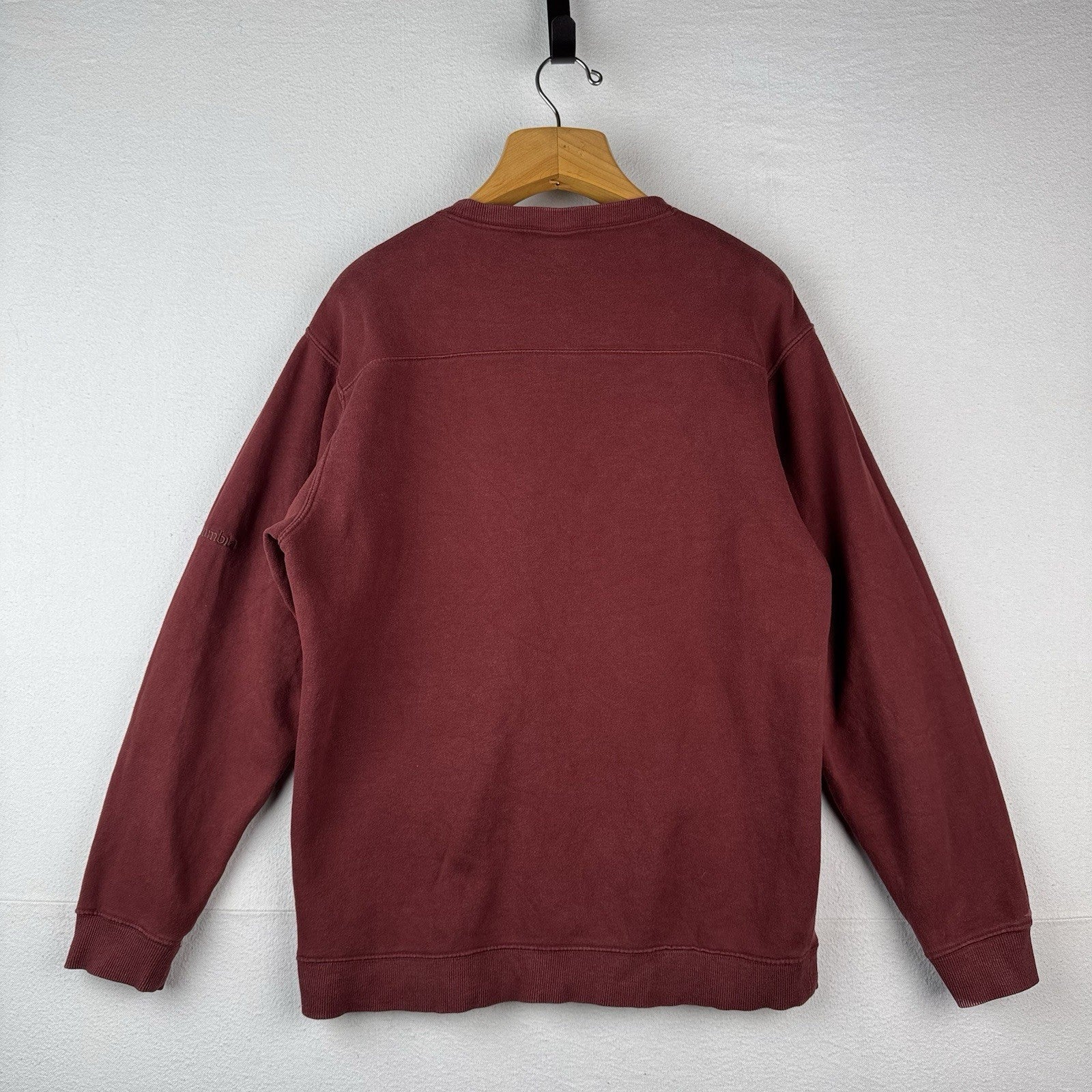 Vtg Columbia Bass Fishing Sweatshirt Men's M Crew Neck Red Maroon Fisherman