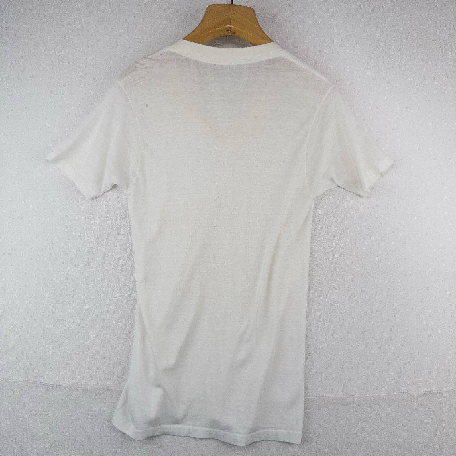 70’s Vtg Paper Thin White V-neck T-shirt Munsingwear Plain M (38-40) *Read