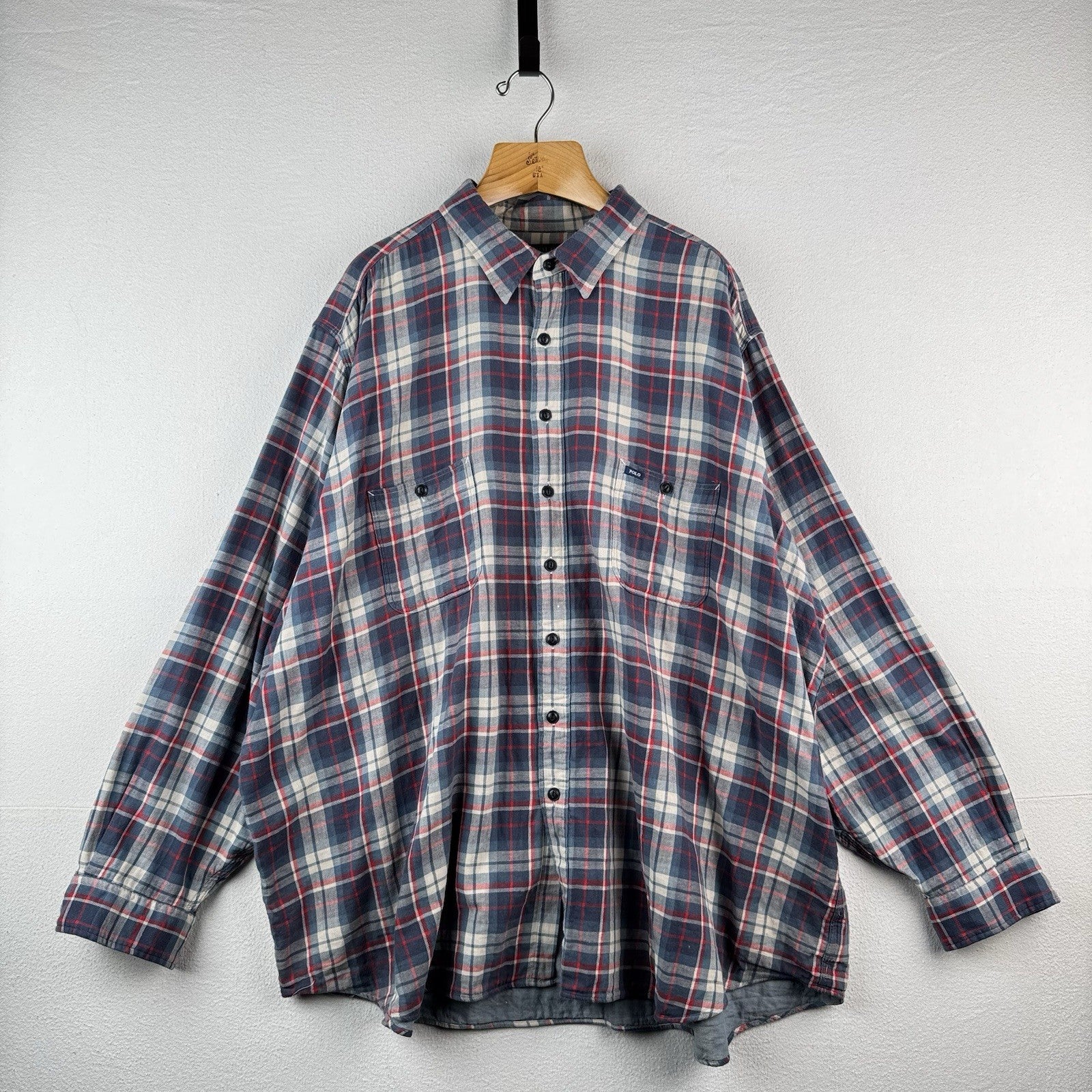 Polo Ralph Lauren Shadow Plaid Flannel Chambray Lined Button Up Classic Fit 4XB