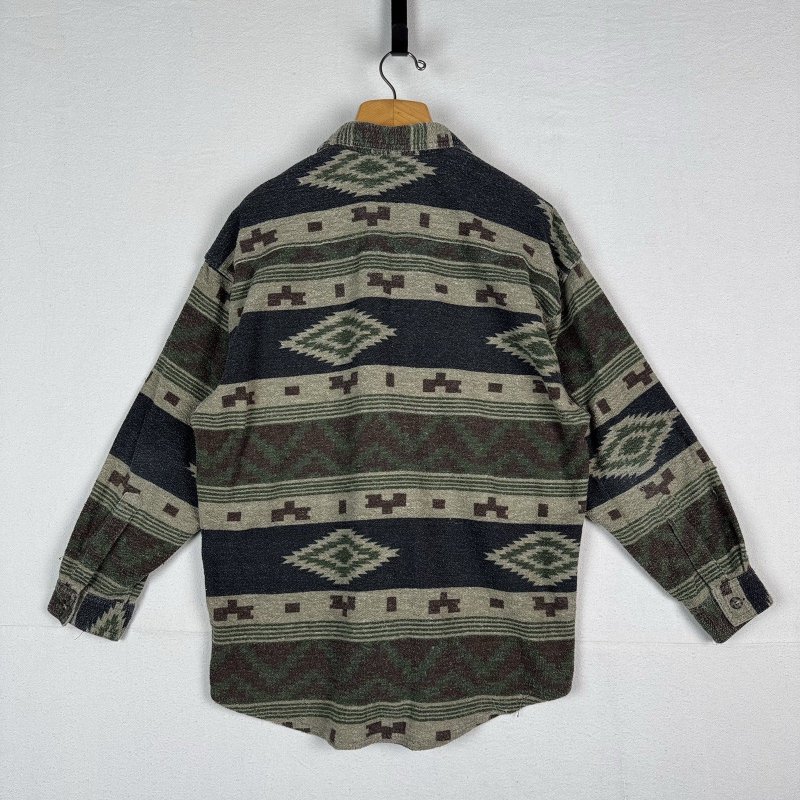 90s Vintage Bugle Boy Wetlands Aztec Shirt Mens Large Button Up Southwest