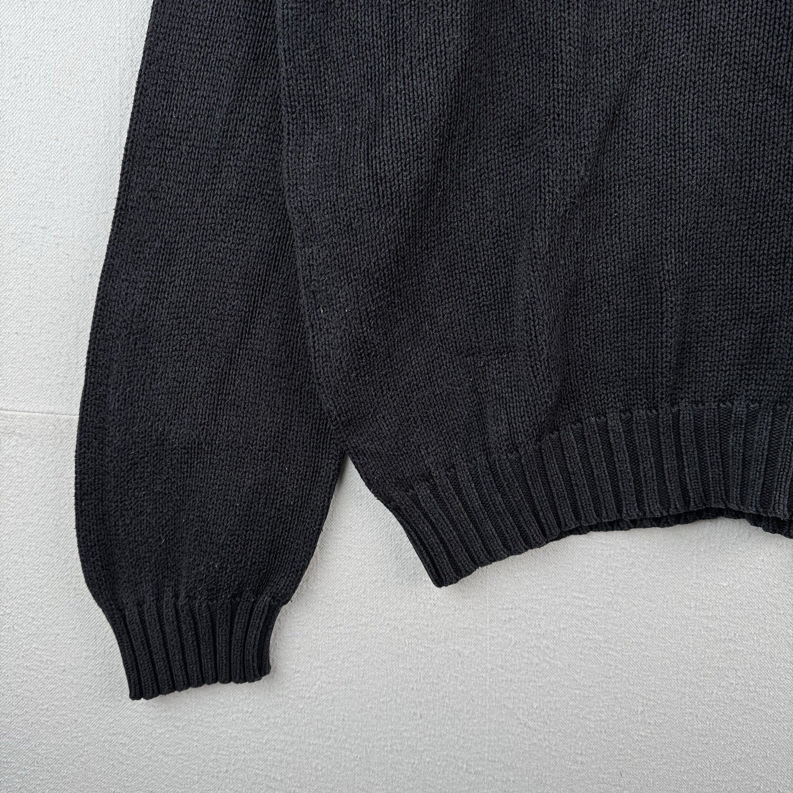 90's Vintage Polo Ralph Lauren Men's XL 100% Cotton Sweater Charcoal Black
