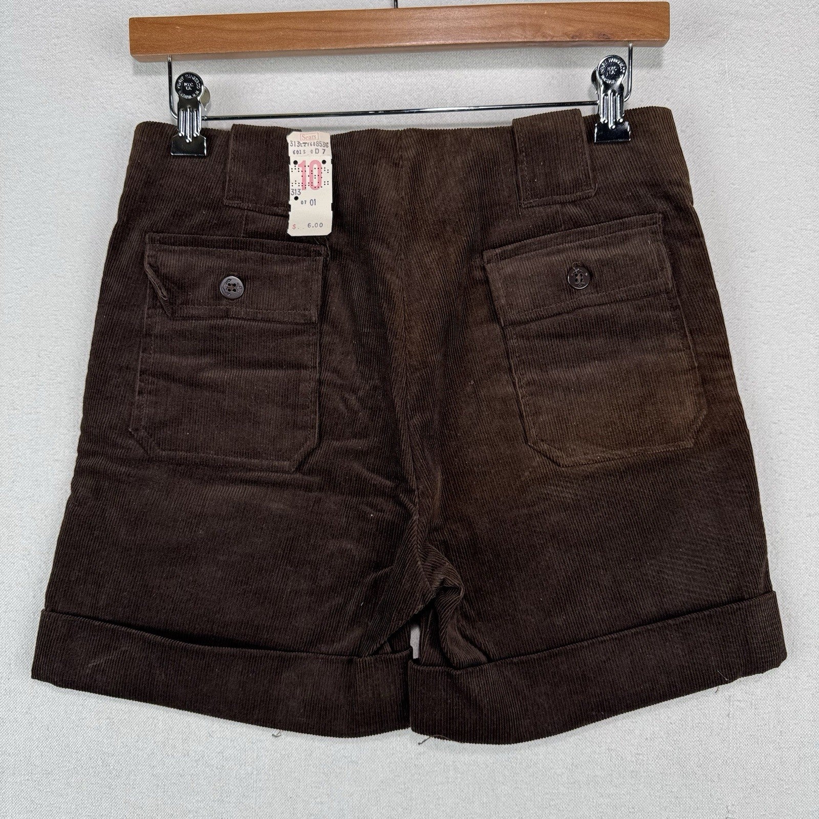 70's Vtg Sears Women’s 9-10 Brown Corduroy Safari Shorts 28x4 Deadstock *Read