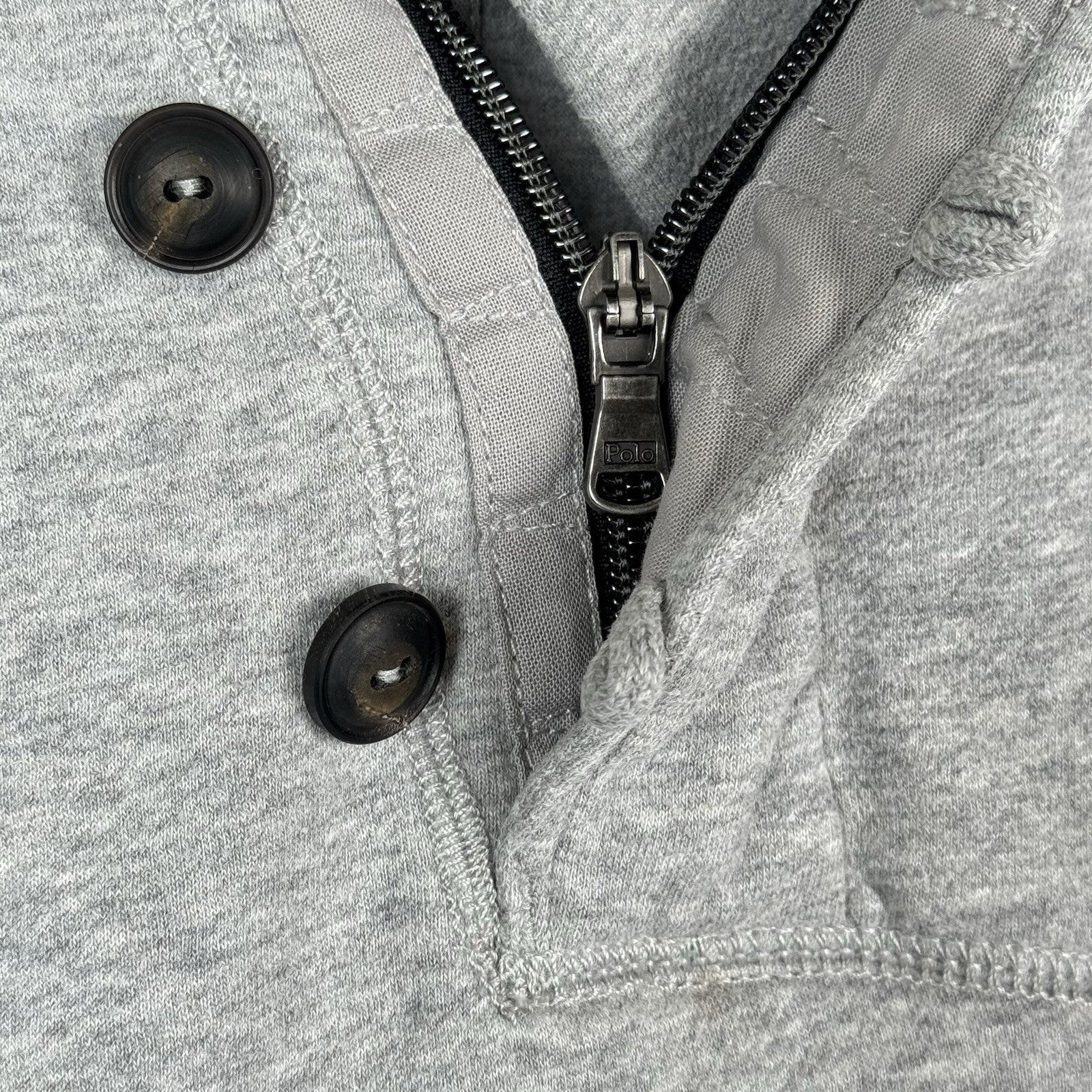 Polo Ralph Lauren Men’s Medium Jersey Shawl Collar Sweater Gray Button Zip