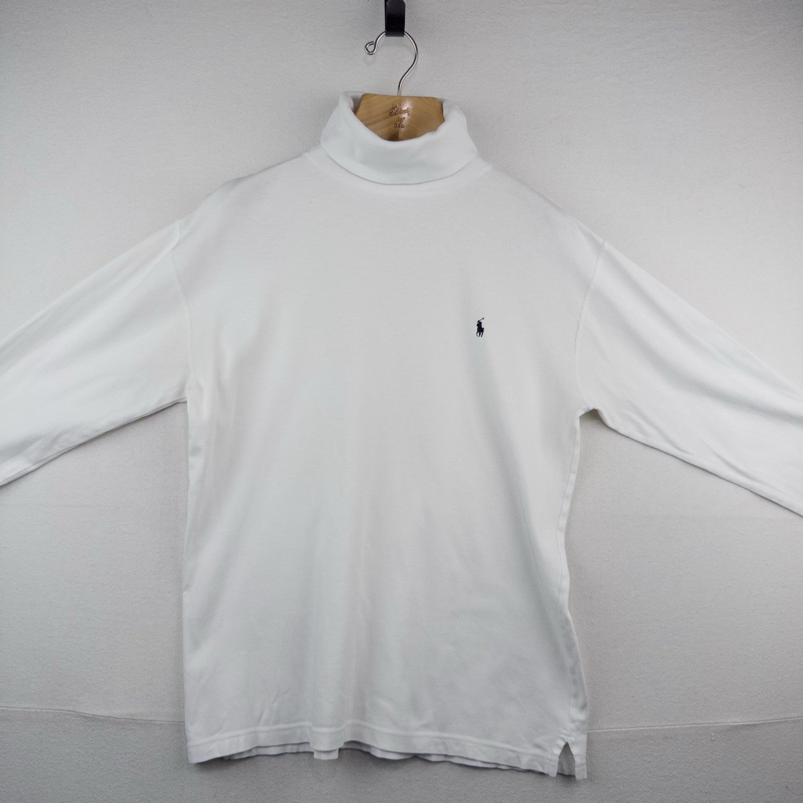 80s Vtg Polo Ralph Lauren White Mens L Turtleneck Shirt Long Sleeve USA