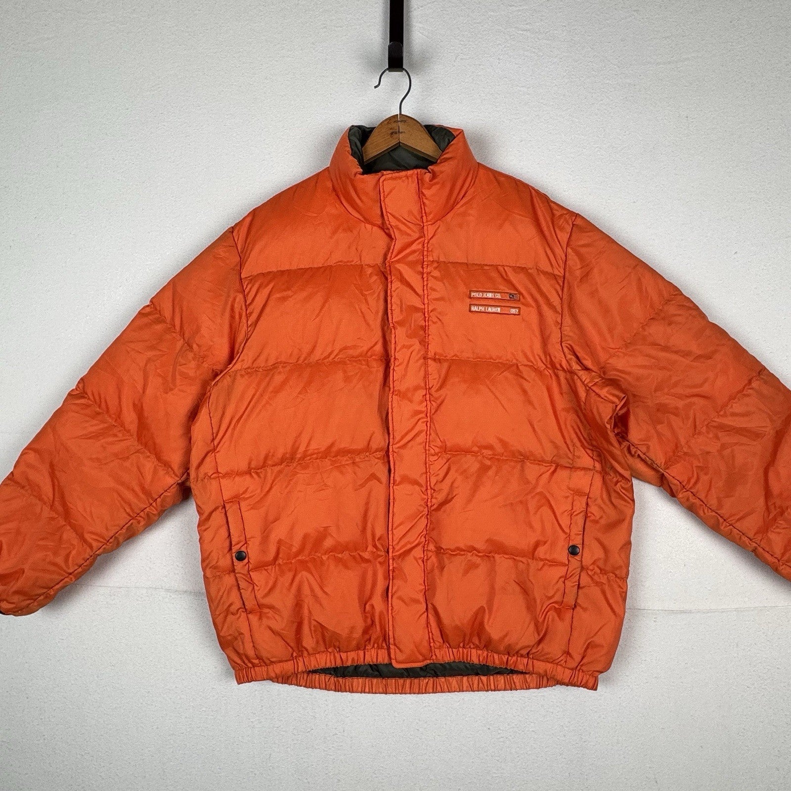 Vtg 90’s Ralph Lauren Polo Jeans Co Puffer Jacket XL Goose Down Outerwear Orange