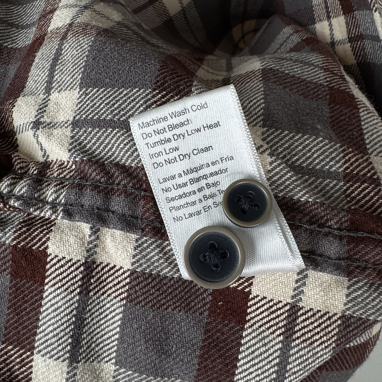 Jachs Men’s Large XL Cream Brown Gray Heritage Thick Material Flannel Button Up