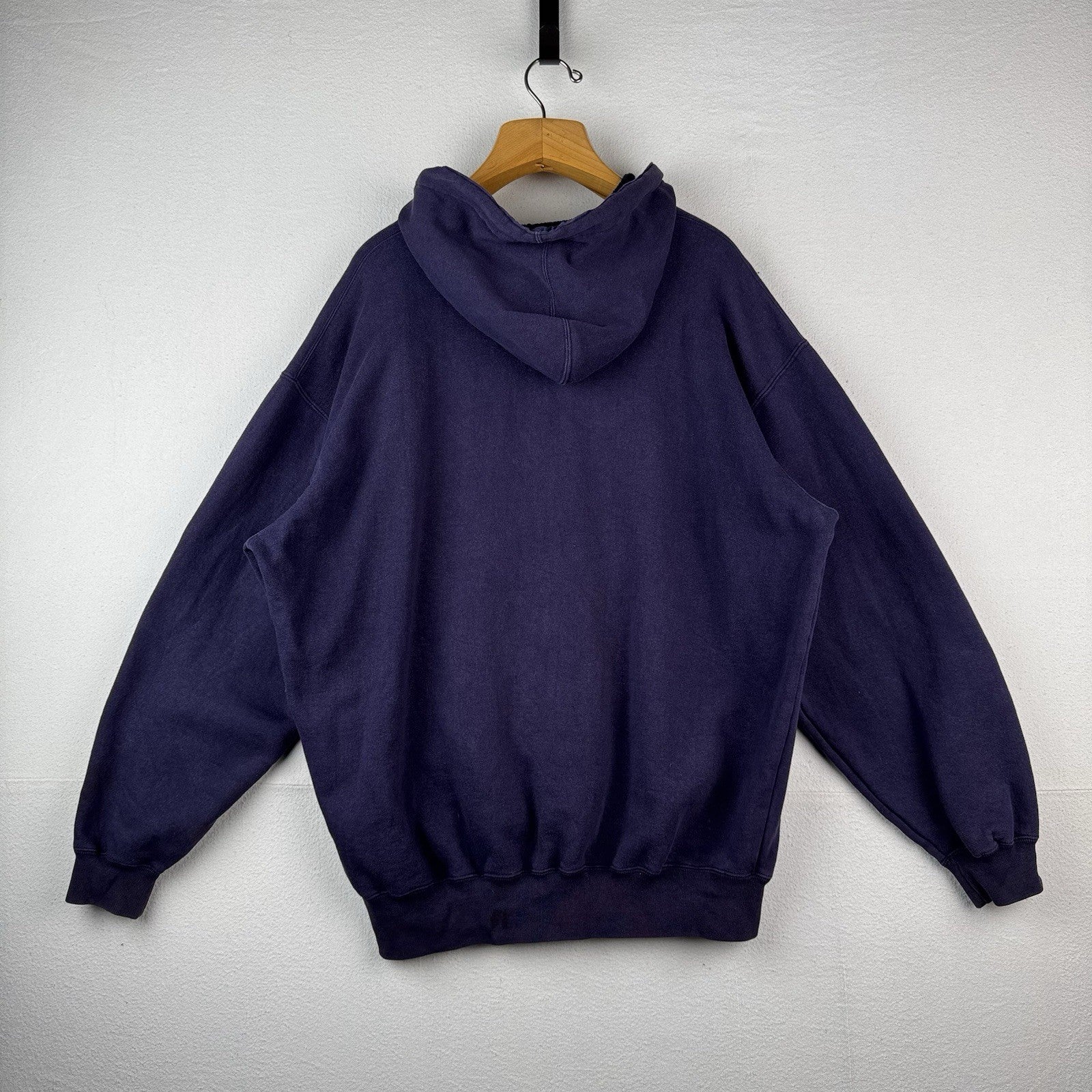 90’s Vtg GAP Athletic Hoodie Men Large Blue Button Drawstring Faded Distressed