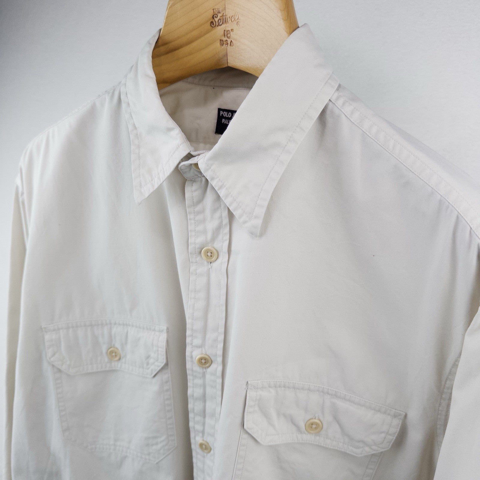 Ralph Lauren Polo Jeans Company Men’s L Safari Utility Shirt 100% Cotton Beige