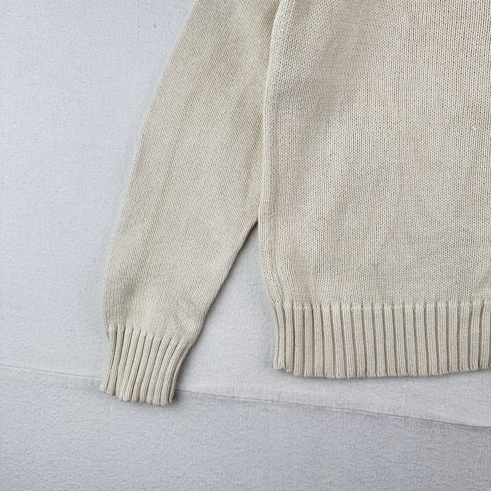 90's Vintage Polo Ralph Lauren Sweater Men's M Cream Beige Pima Cotton Crewneck