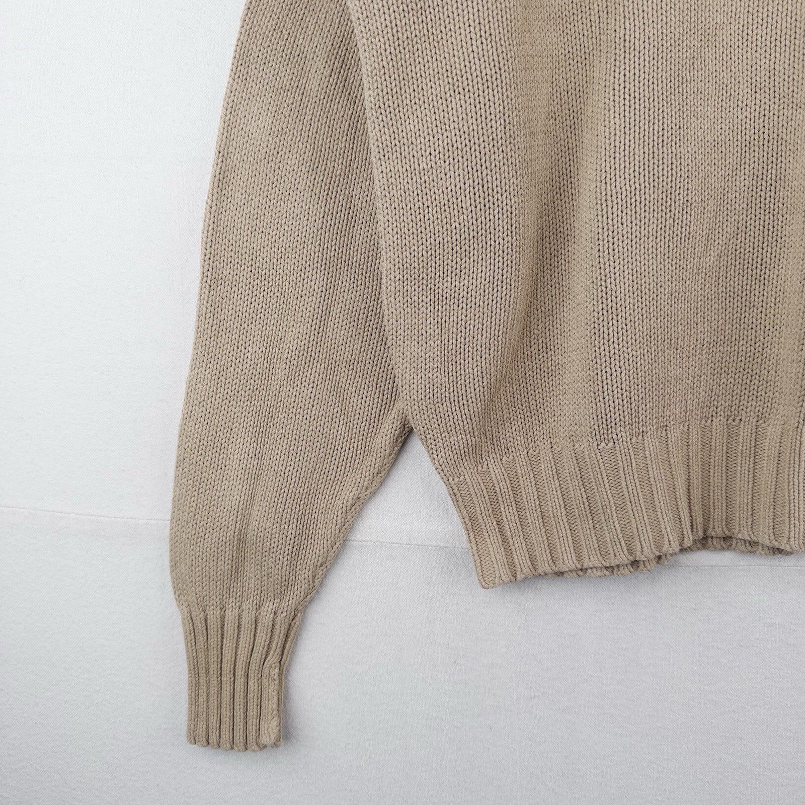 90’s Vintage Polo Ralph Lauren Knit Sweater Men’s L Tan Brown Cotton Crewneck
