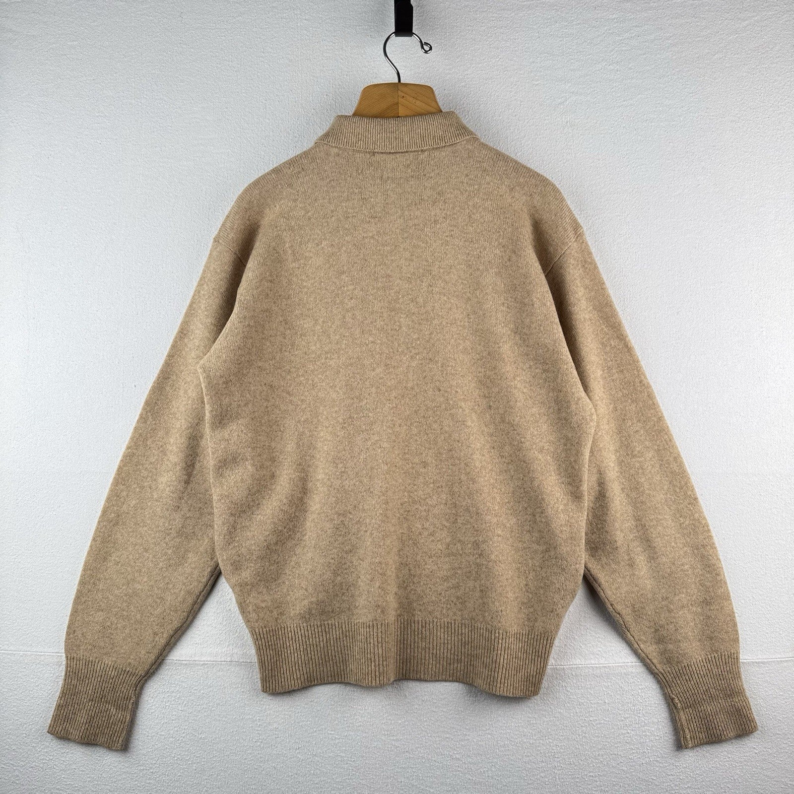 90s Vtg Polo Ralph Lauren Sweater Mens M Camel Tan Lambswool Knit Collared *Read