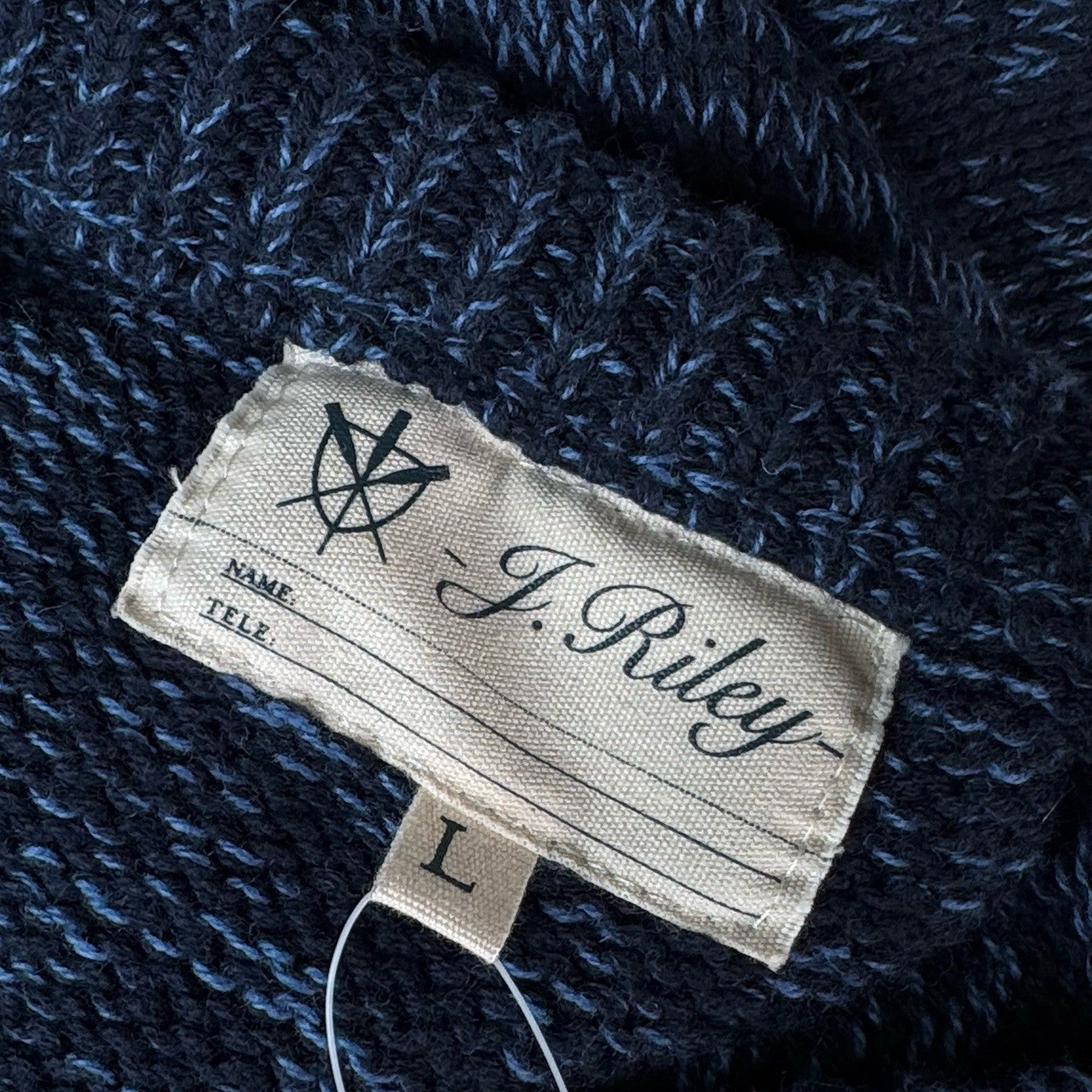 NWT J.Riley Scott Wool-blend Sweater Men’s Blue Marled Elbow Patches Size Large