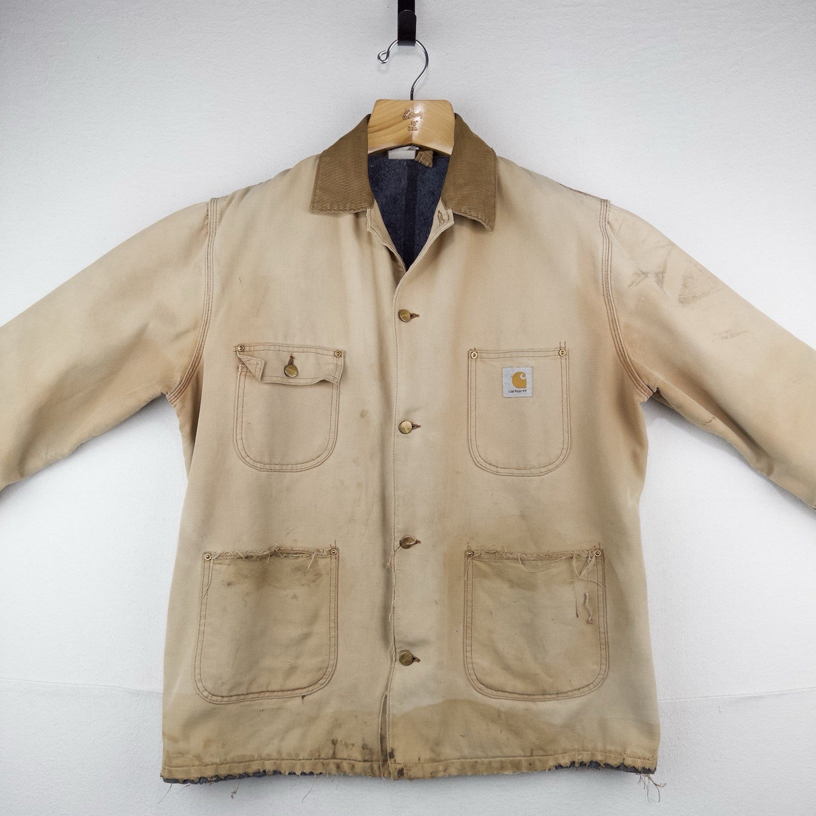 80’s Vtg Carhartt XL (48) Duck Chore Blanket Lined Coat Jacket USA *Distressed