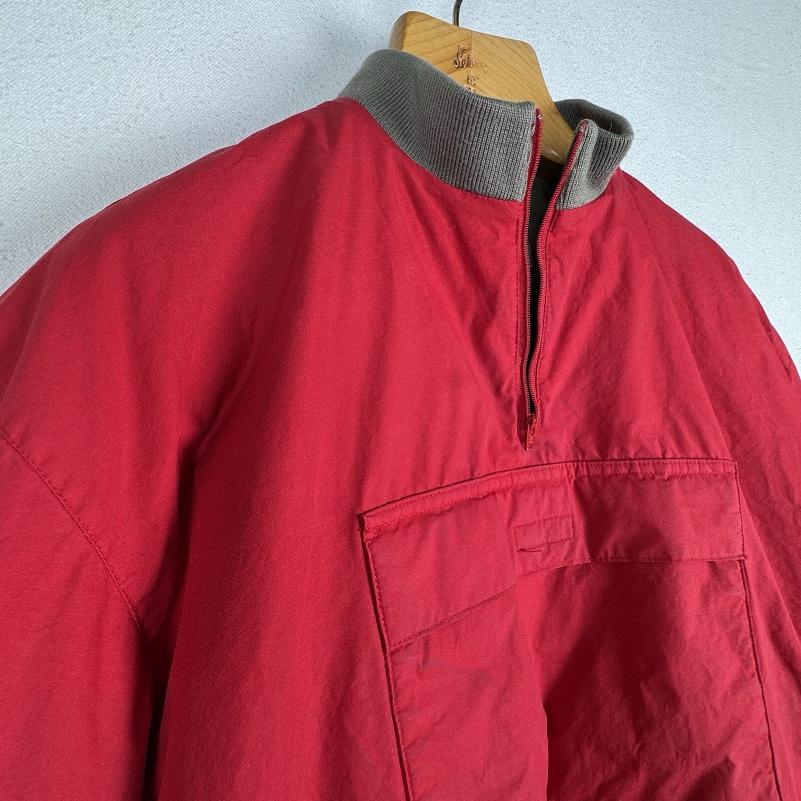 Vtg 90s Polo Ralph Lauren Men's XL Red Down Pullover Puffer Jacket *Distressed