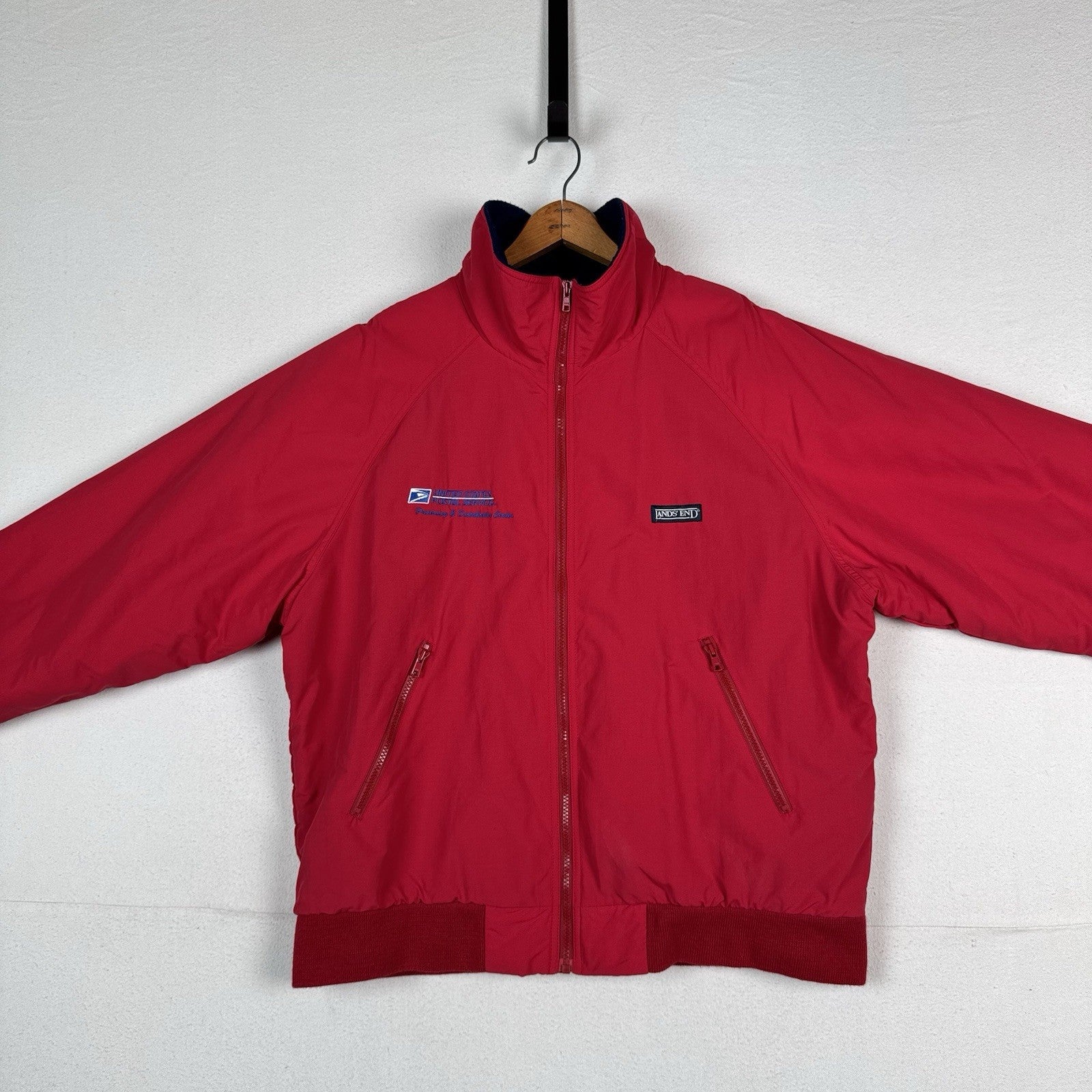Lands End Squall Jacket United States Postal Service USPS Red Mens Size Large