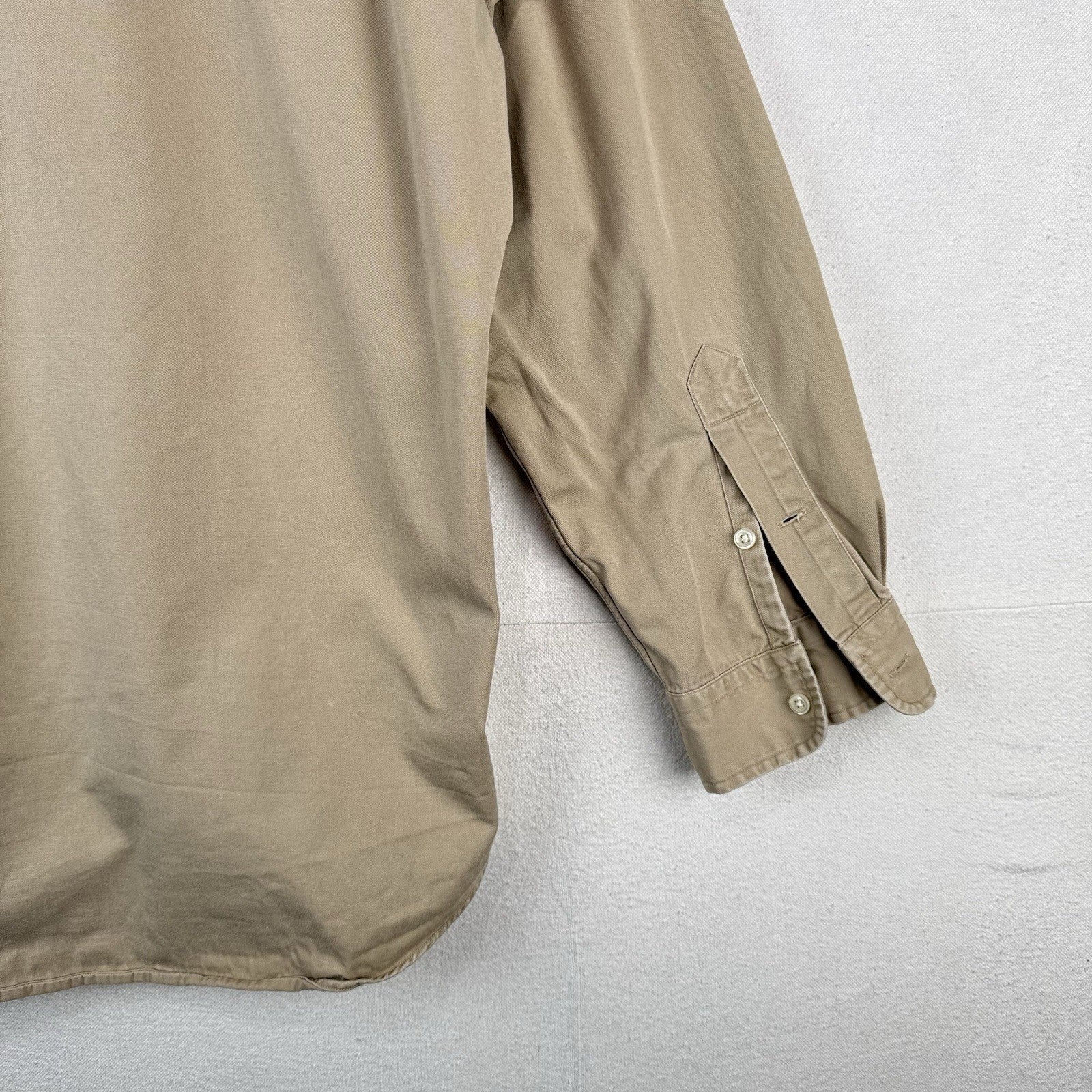 Ralph Lauren Blake Mens XL Tan Khaki Cotton Long Sleeve Button Down Shirt Pony