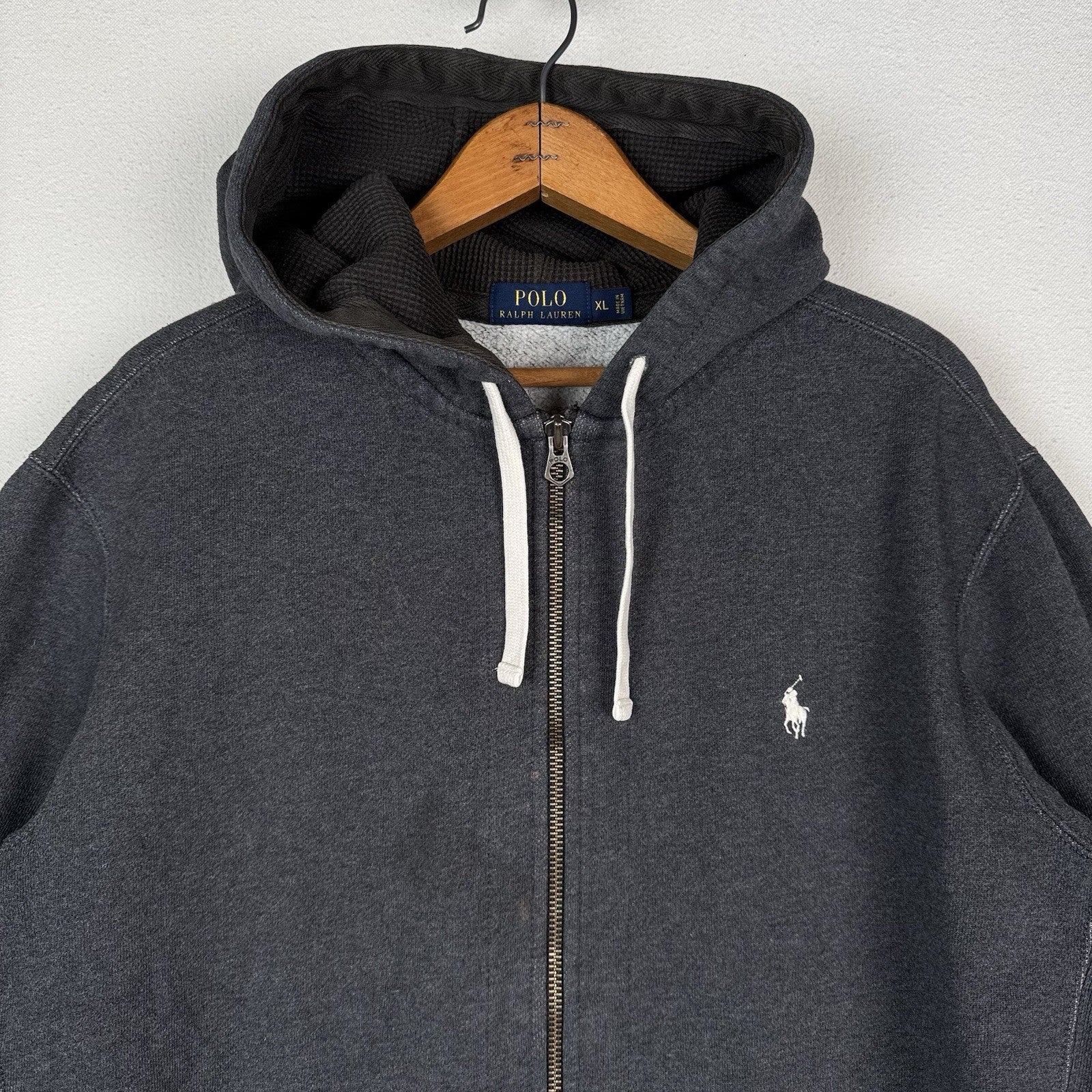 Polo Ralph Lauren Thermal Hoodie Men’s XL Full Zip Gray/Brown Sweatshirt *Read