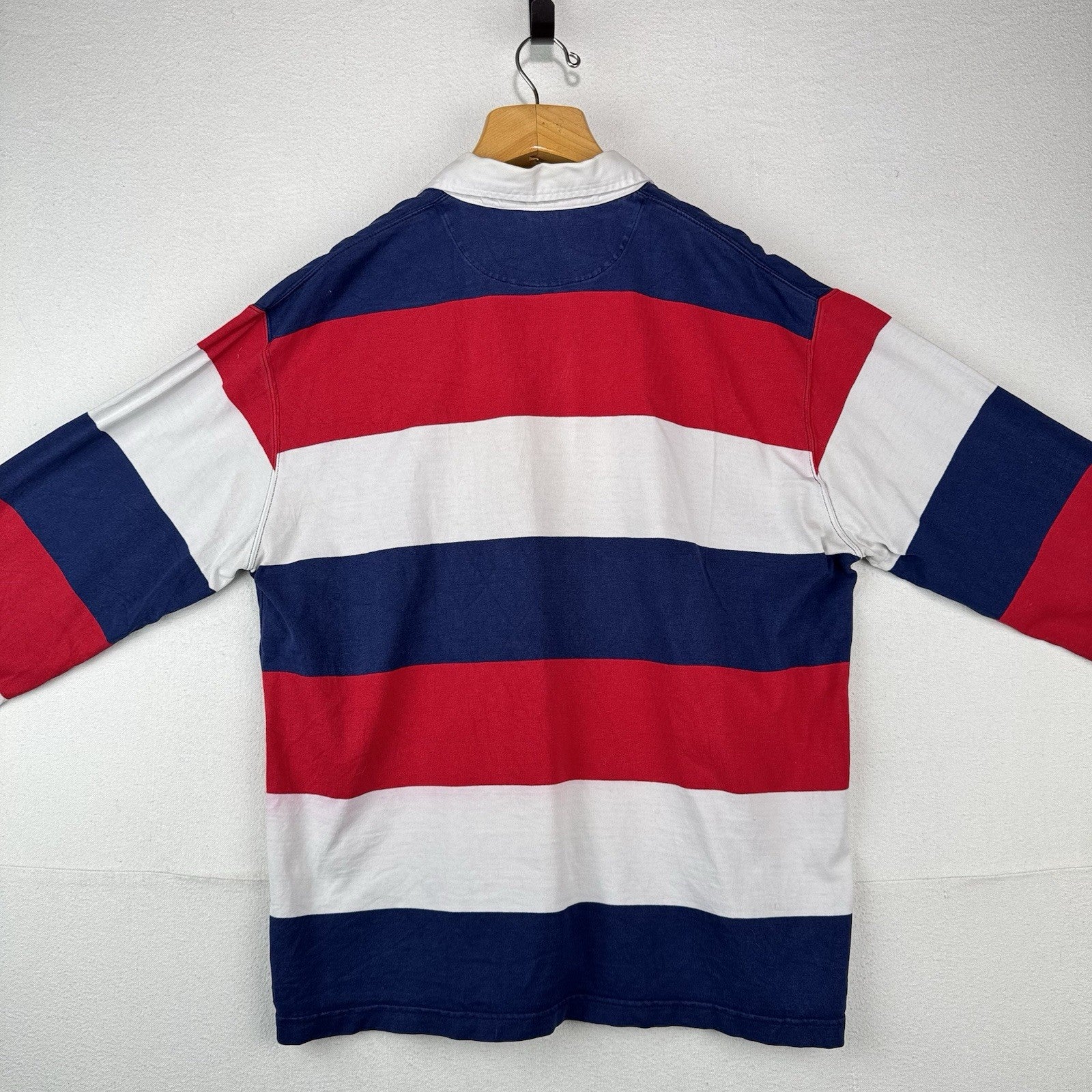 90’s Vtg Lands End USA Rugby Football Union Stripe Shirt Mens XL Made USA *Read