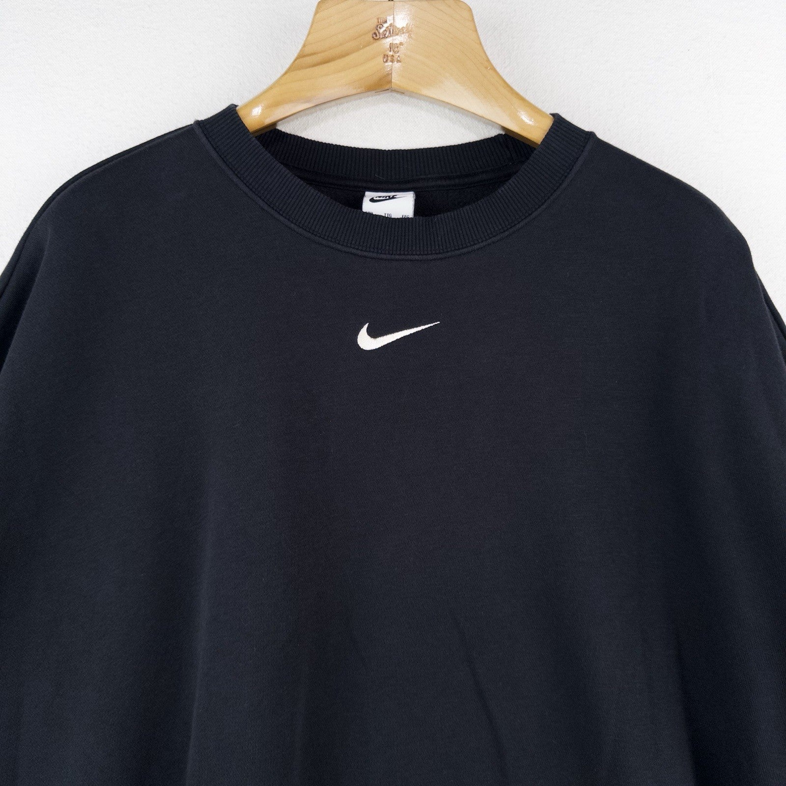 Nike Club Fleece Crewneck Center Check Sweatshirt Men’s 2XL Black Pullover