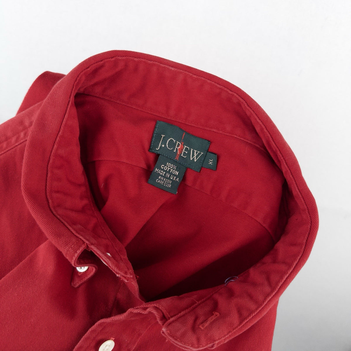 90’s Vtg J.Crew Oarsman Button Down Shirt Men’s XL Red Twill Long Sleeve USA