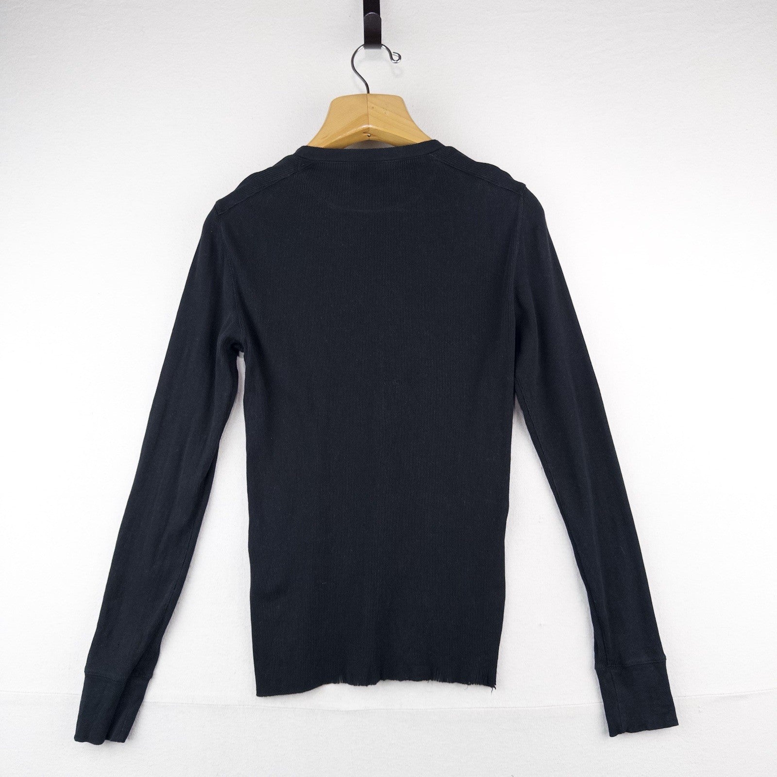 Polo Ralph Lauren Black Ribbed Lightweight Henley Shirt Men’s L *Distressed