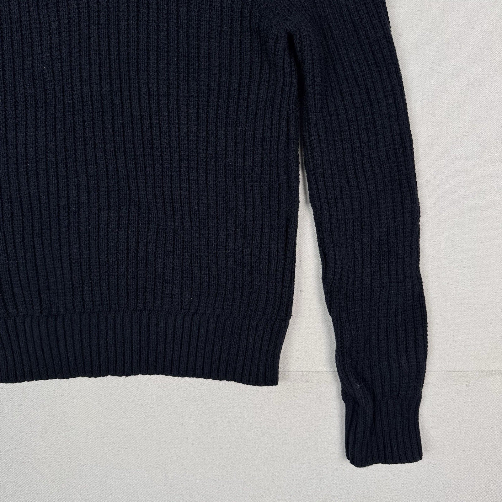Abercrombie & Fitch Mens L Navy Shawl Collar Wool Blend Knit Sweater Pullover