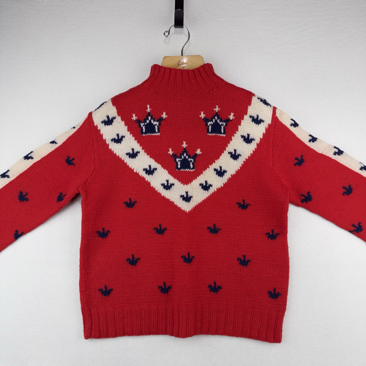 50’s Vtg Royal Crown Hand Knit Wool Sweater Pullover Mock Neck Men’s Medium 38