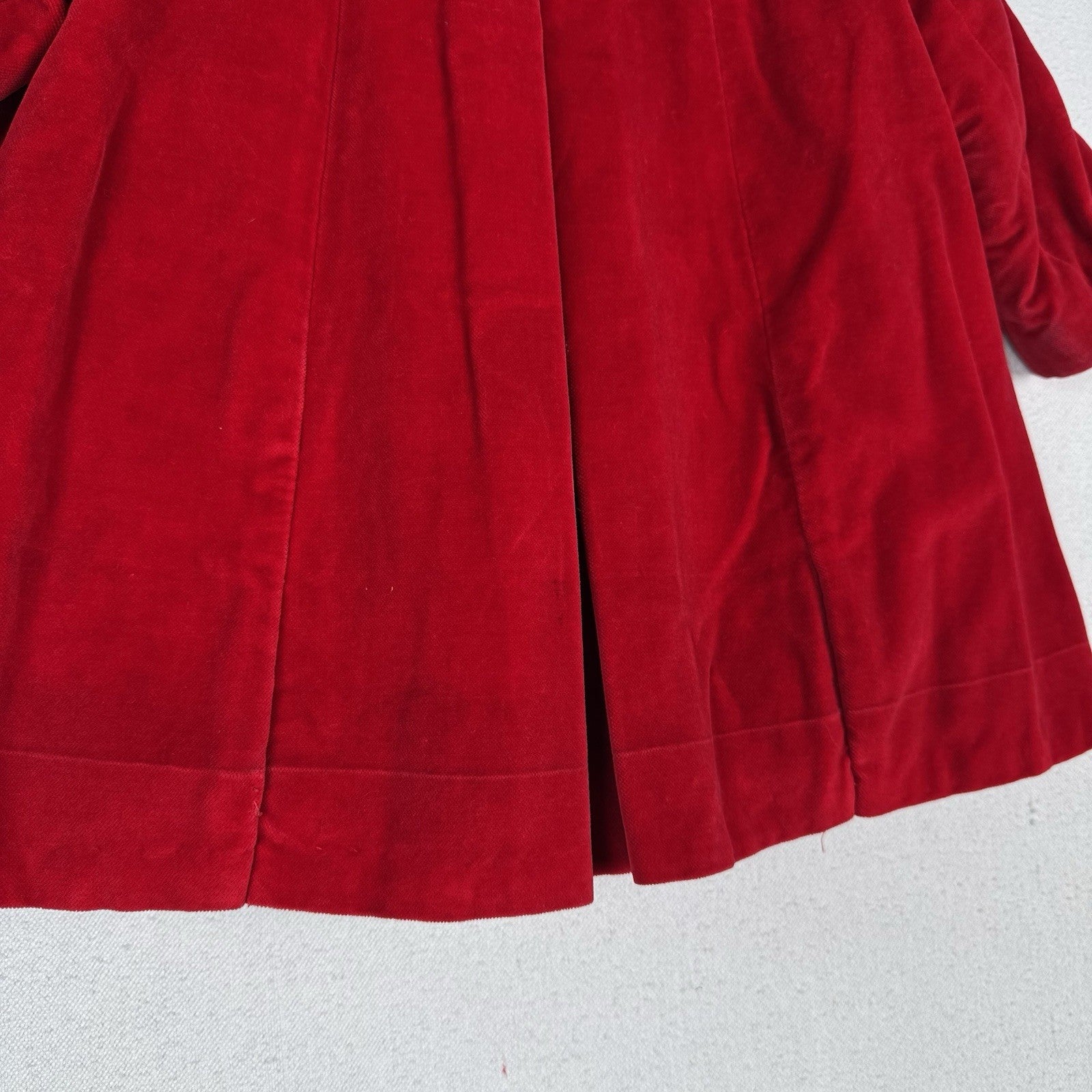 Vintage 60’s 70’s Red Velvet Swing Coat Fur Collar Made In Canada 3T Toddler