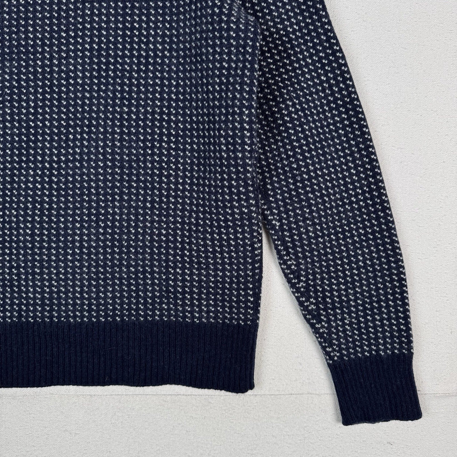 J. Crew Birdseye Quarter-Zip Sweater Merino Wool Navy Blue Men’s Size Medium