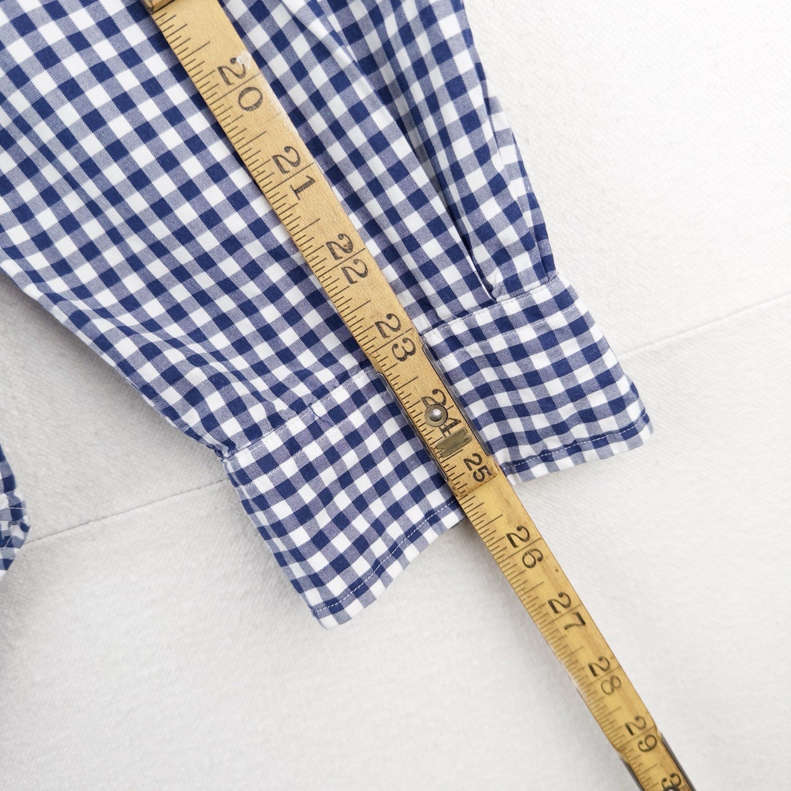 90’s Vintage Ralph Lauren Men's M Blue Gingham Check Button Down Shirt