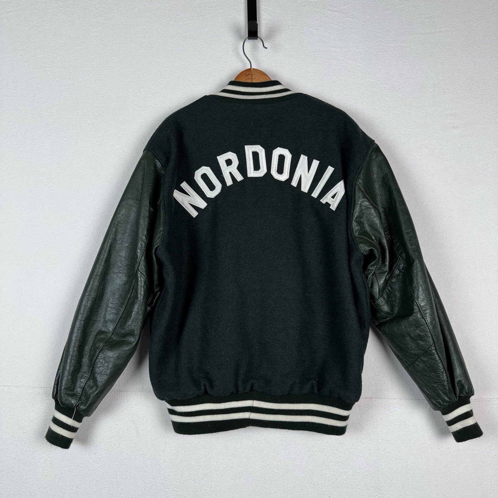 DeLong Wool Varsity Coat Jacket Mens XL Nordonia Green Made In USA