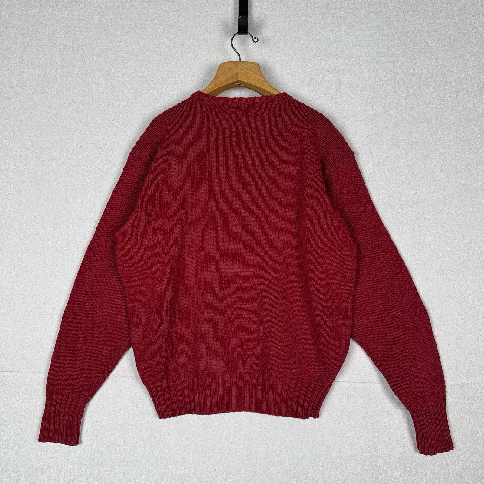 90’s Vintage Polo Ralph Lauren Mens 2XL Sweater Red Knit Crew 100% Cotton *Read
