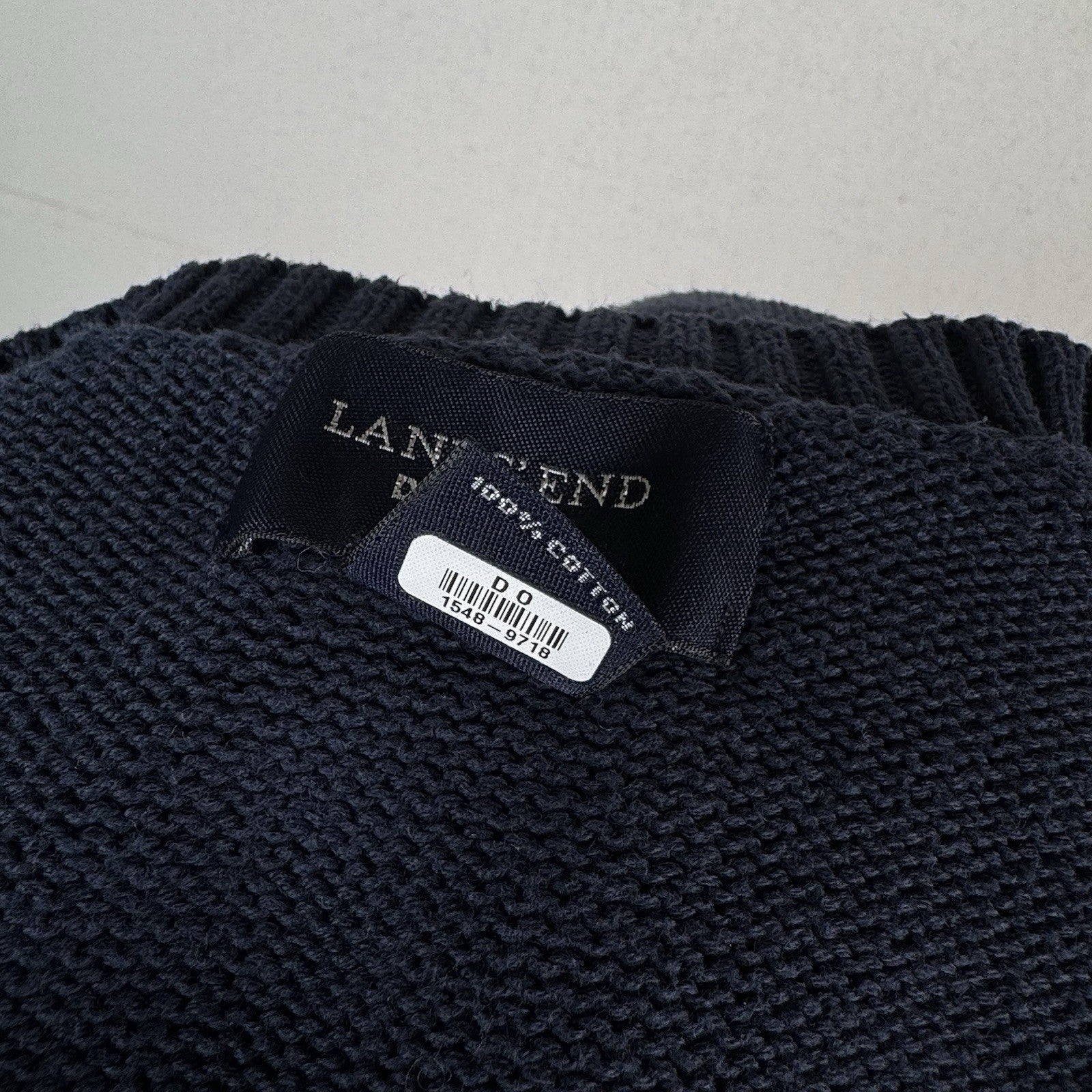 Lands' End Drifter Pullover Crewneck Sweater Navy Blue Cotton 3XLT 54-56 Tall